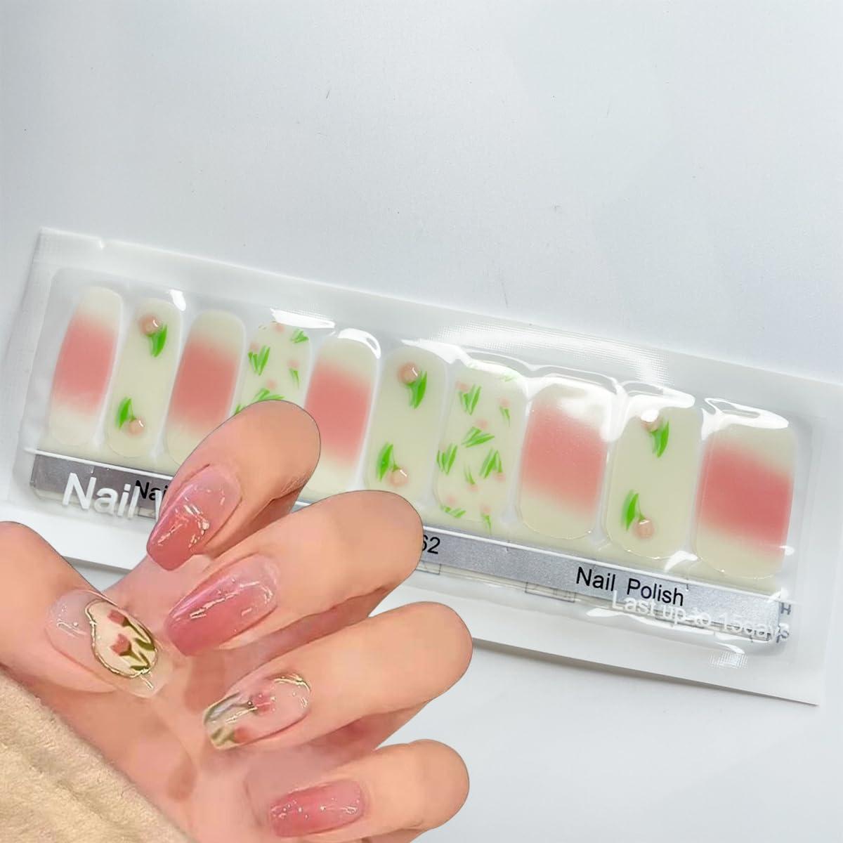 Calcomanías de Uñas de Gel Primavera NEWSPIED 20 Pcs Floral