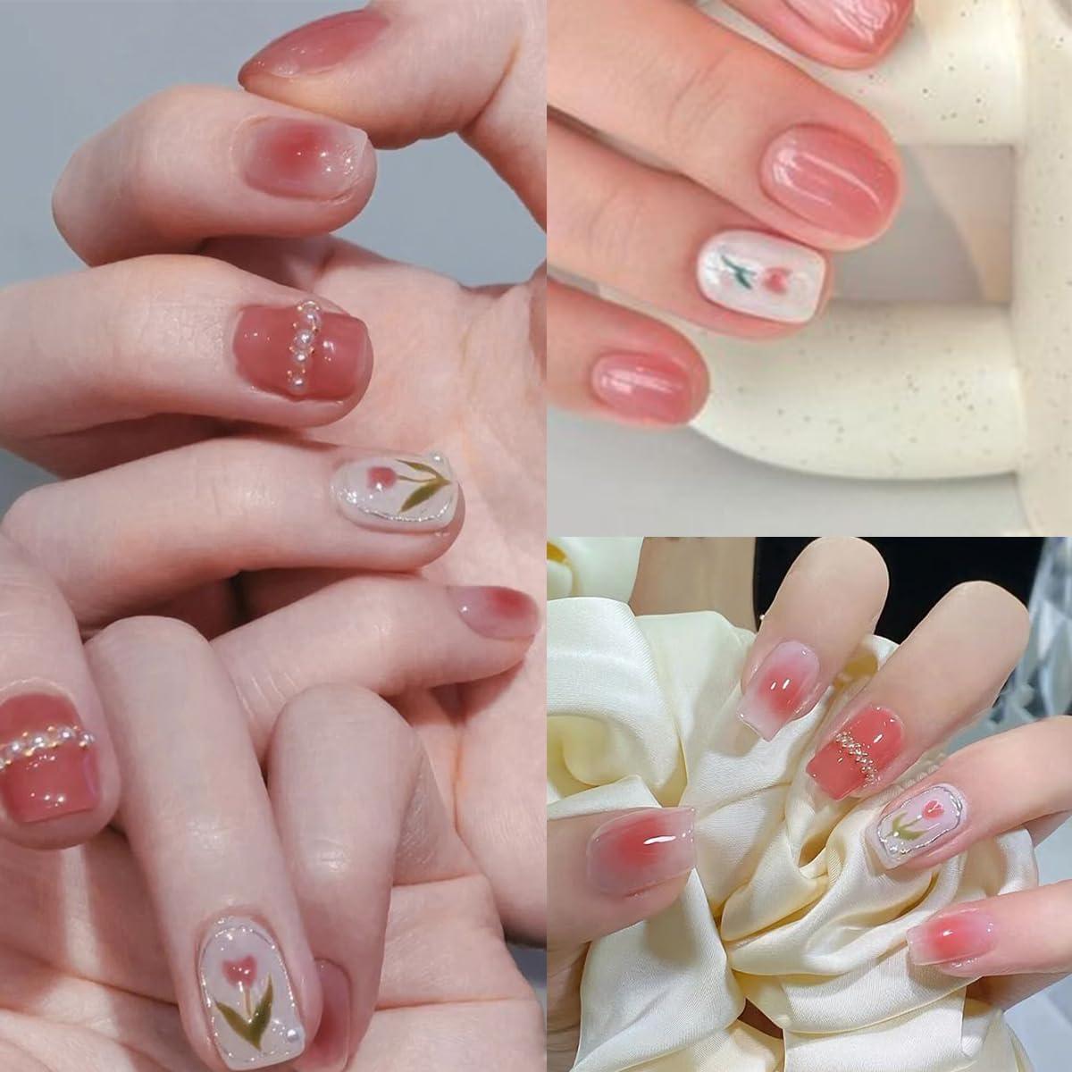 Calcomanías de Uñas de Gel Primavera NEWSPIED 20 Pcs Floral