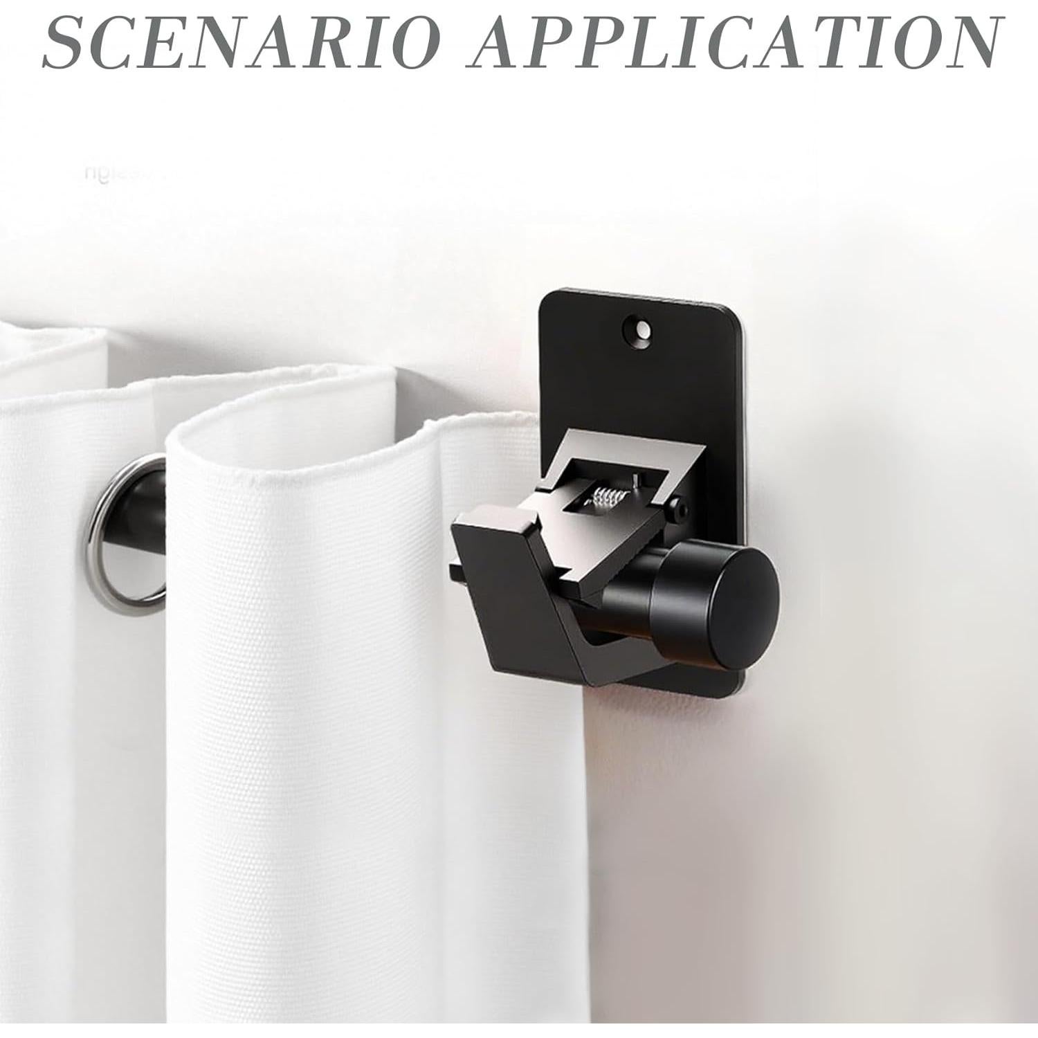 Soportes Adhesivos para Varillas de Cortina HhdvdyWgd - 4 Pcs Negro