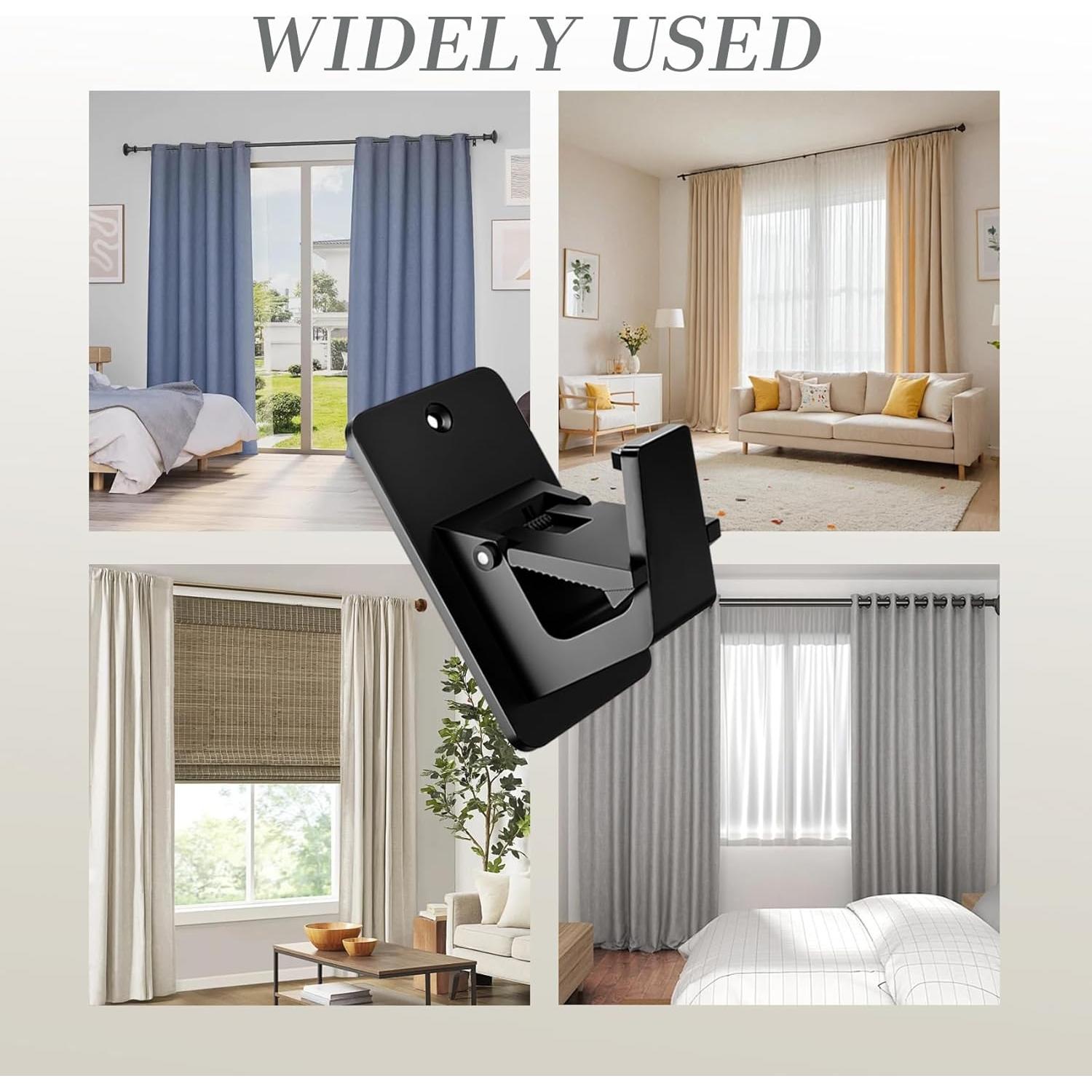 Soportes Adhesivos para Varillas de Cortina HhdvdyWgd - 4 Pcs Negro