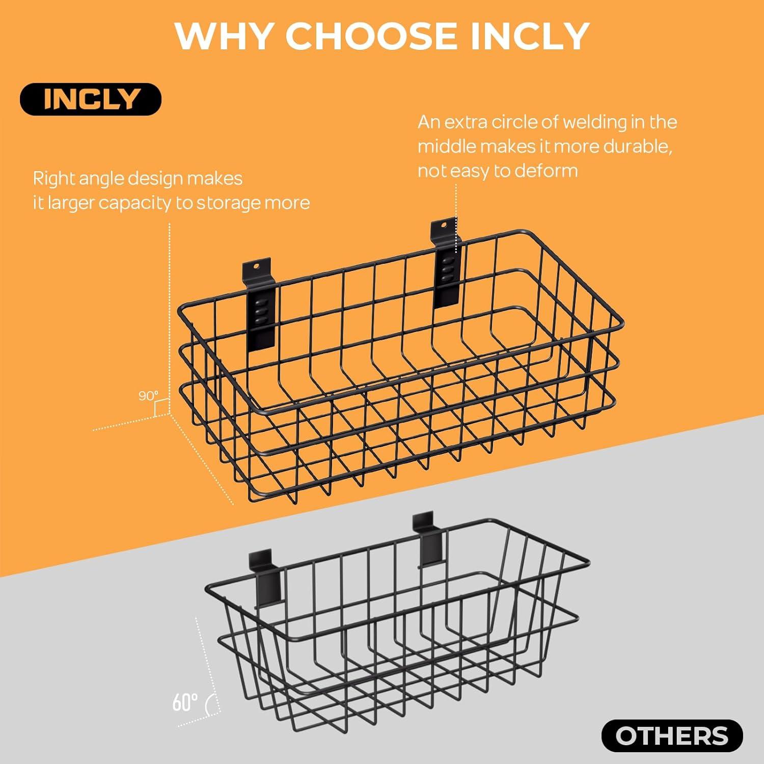 Kit de Accesorios para Slatwall INCLY 27PCS con Cestas y Ganchos