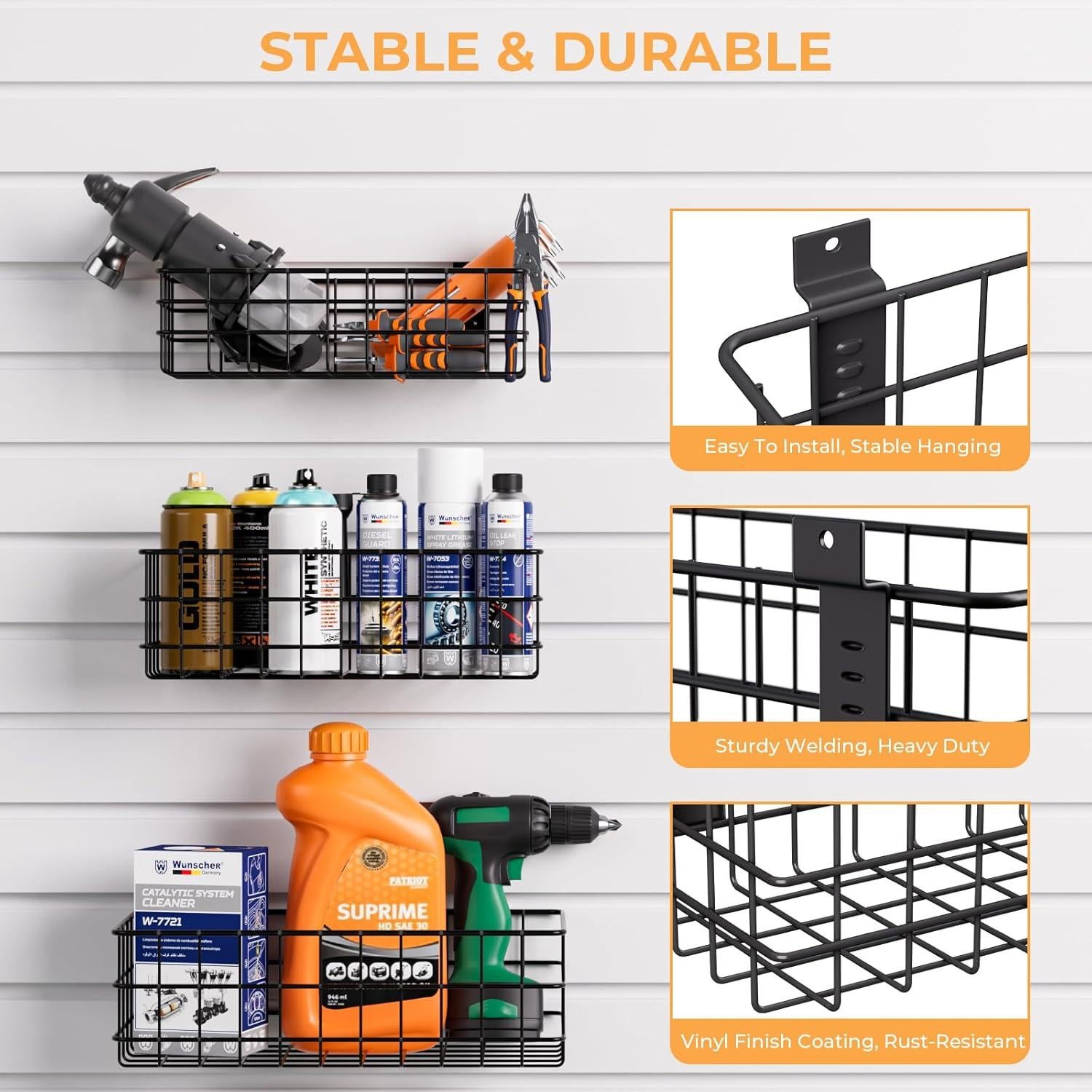 Kit de Accesorios para Slatwall INCLY 27PCS con Cestas y Ganchos