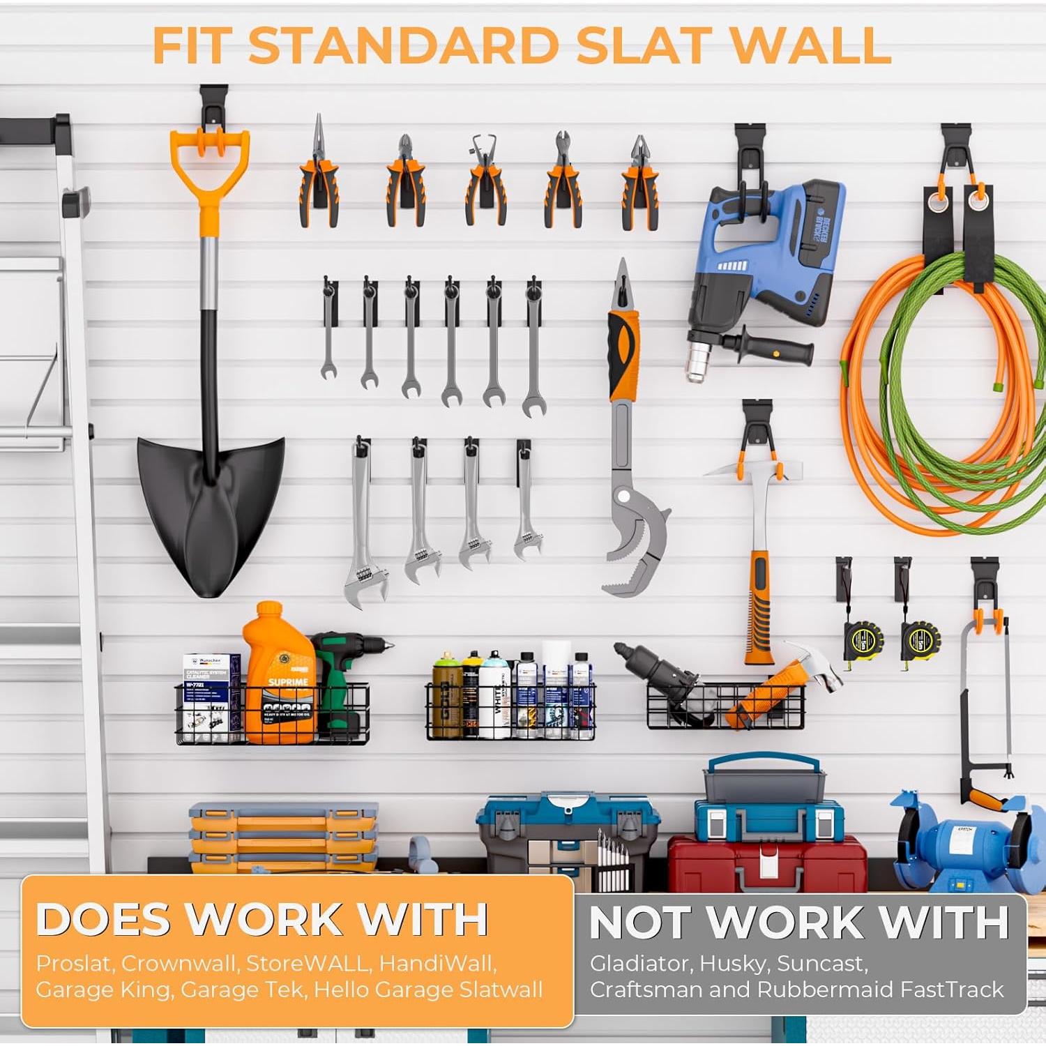 Kit de Accesorios para Slatwall INCLY 27PCS con Cestas y Ganchos