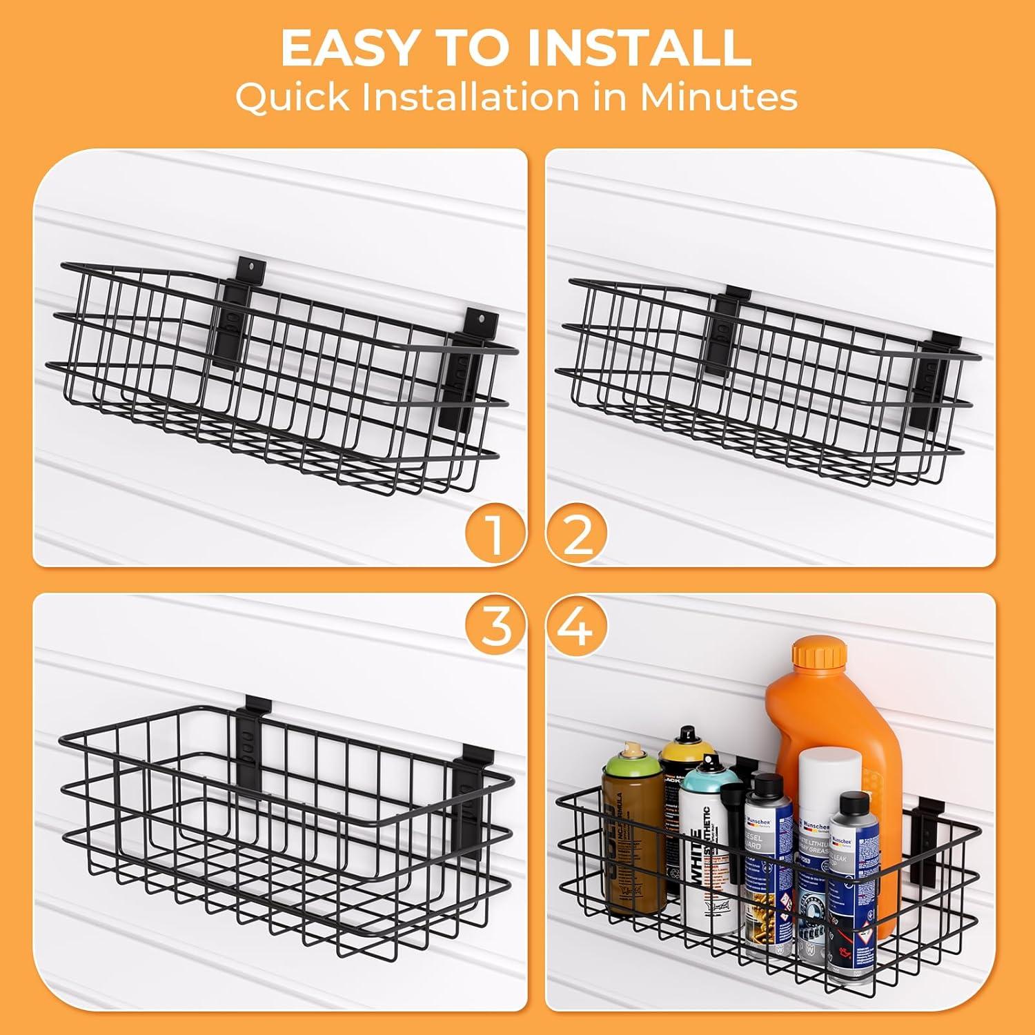 Kit de Accesorios para Slatwall INCLY 27PCS con Cestas y Ganchos