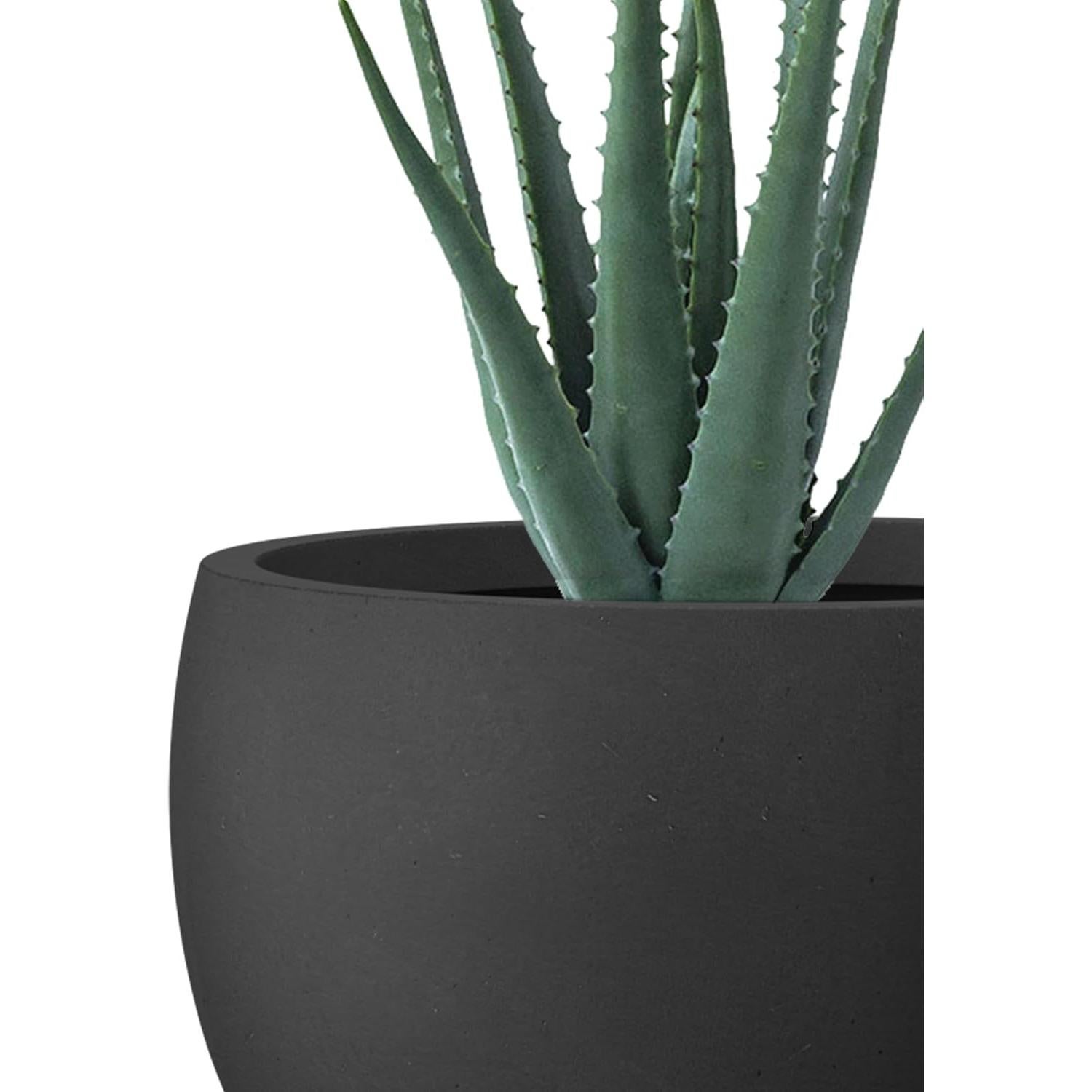 Maceta de Concreto Kante 30 cm Redonda con Drenaje Negro