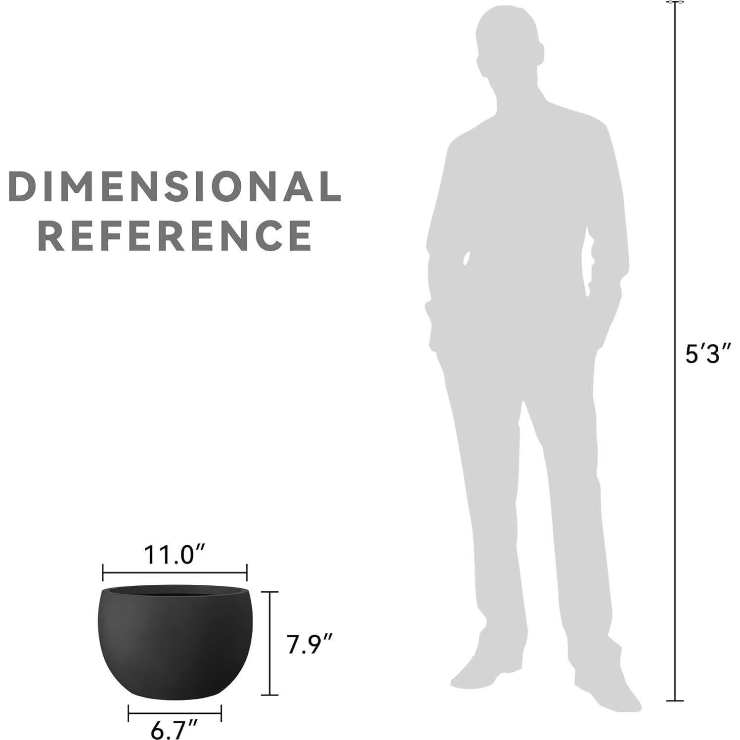 Maceta de Concreto Kante 30 cm Redonda con Drenaje Negro