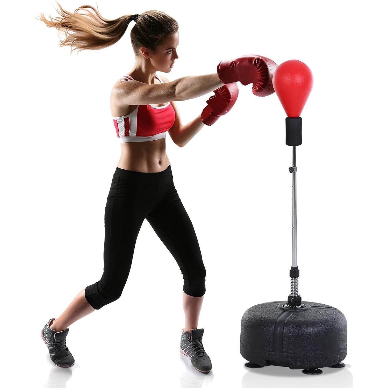 Saco de Boxeo Soozier Ajustable con Guantes - Rojo