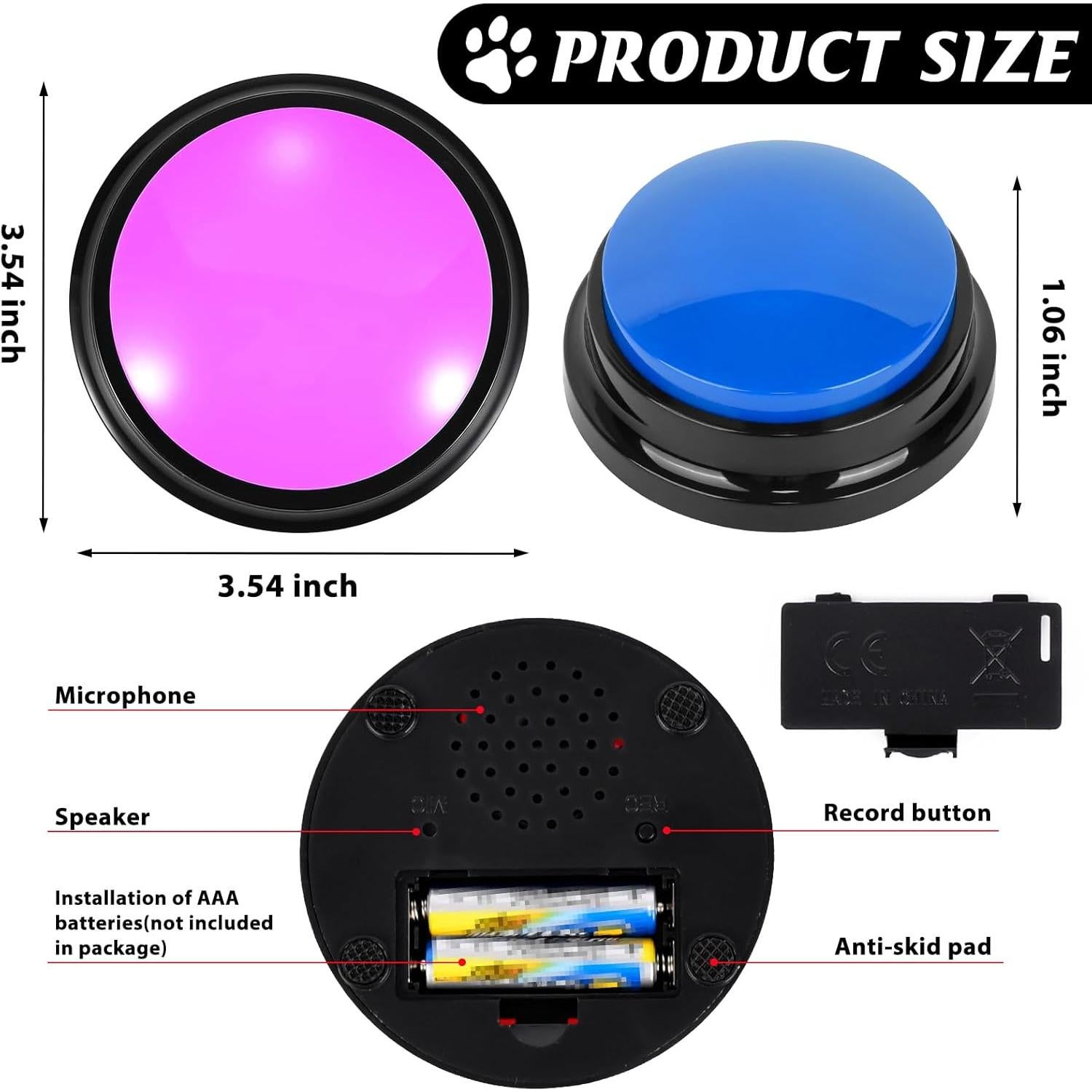 10 Botones de Grabación de Voz para Entrenamiento de Mascotas