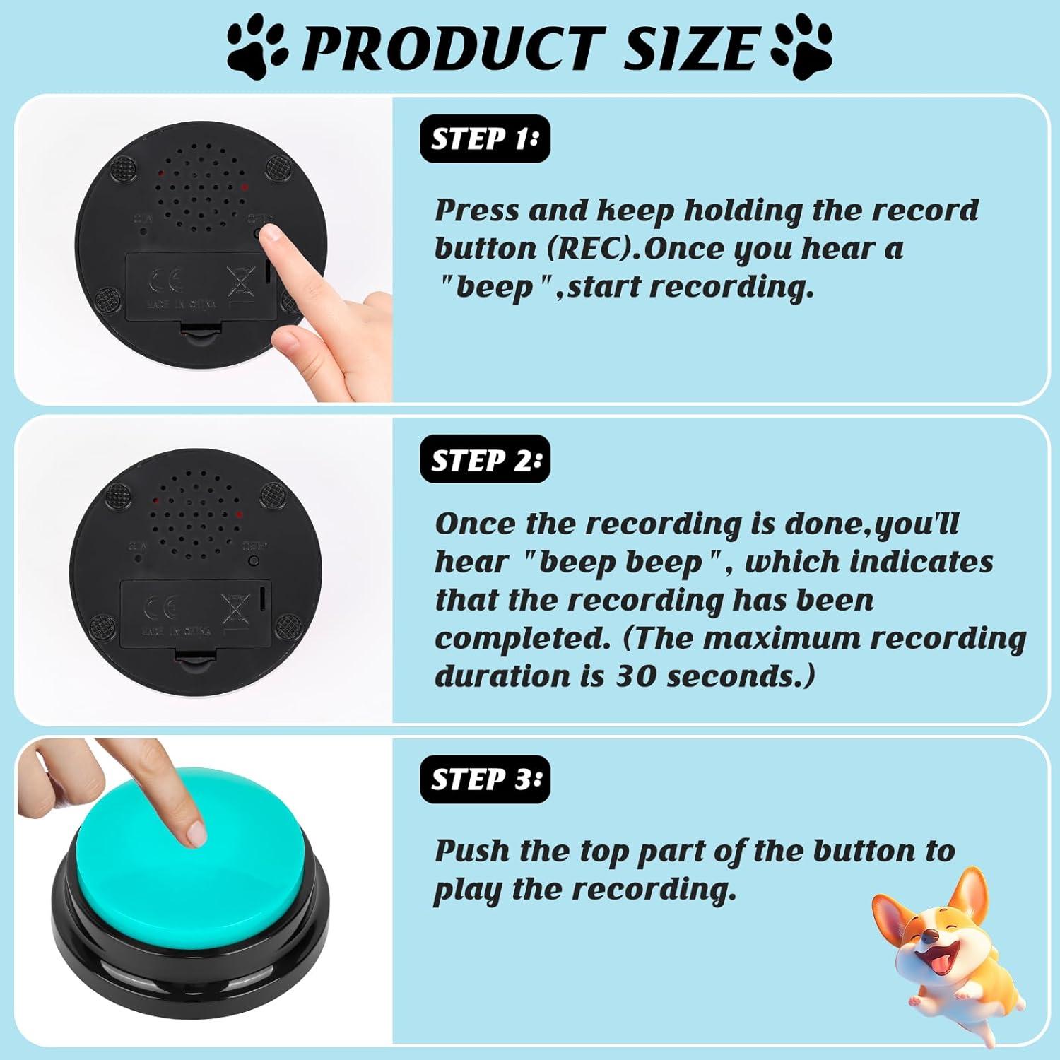 10 Botones de Grabación de Voz para Entrenamiento de Mascotas