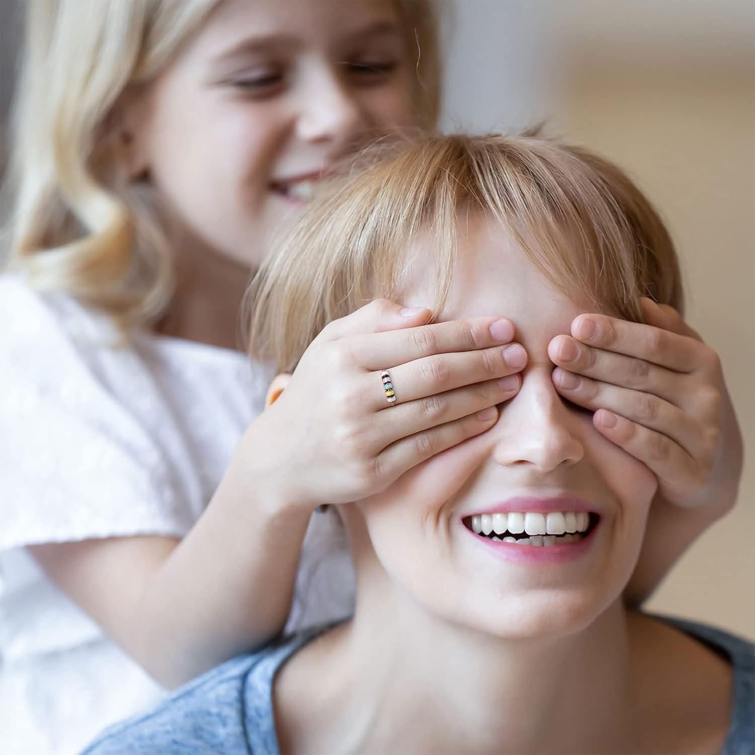 Anillo Fidget Antiansiedad WOSCCOWT Plata Esterlina S925 Azul