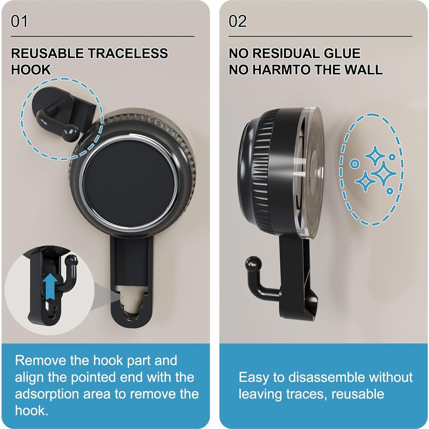 Gancho de Ventosa Lvingmax Negro 5 kg para Baño y Cocina