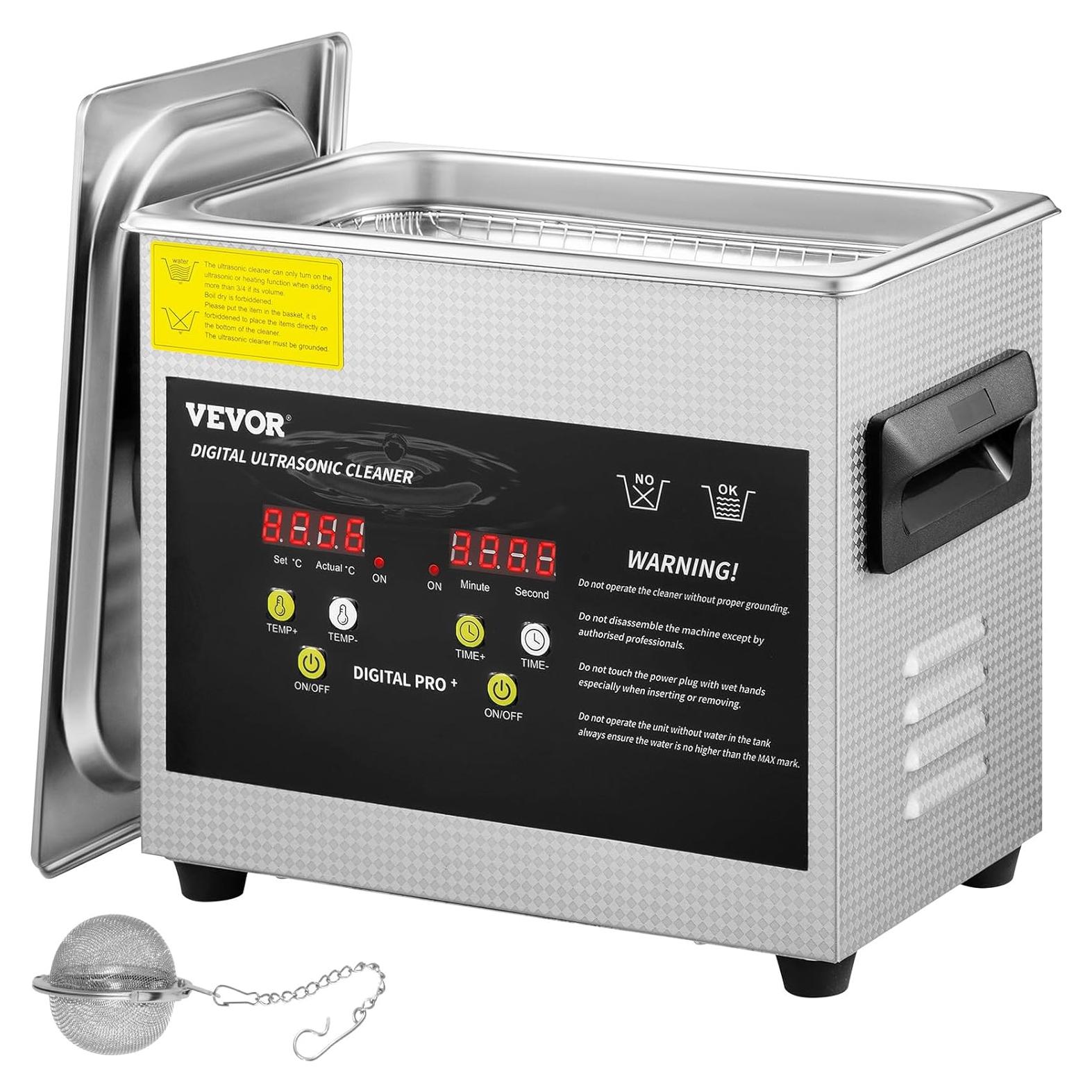 Limpiador Ultrasónico VEVOR 3L 200W Calentador 120W Potencia