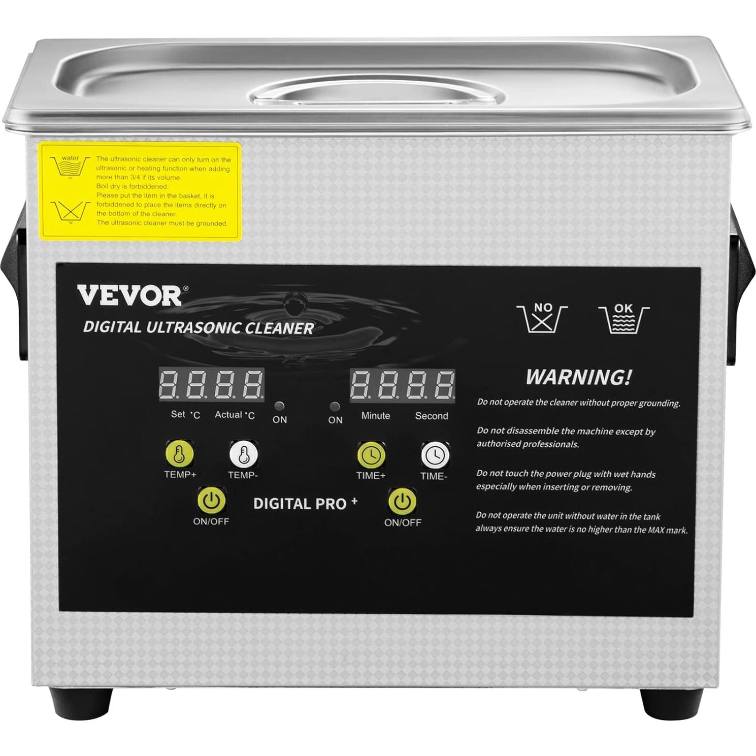 Limpiador Ultrasónico VEVOR 3L 200W Calentador 120W Potencia