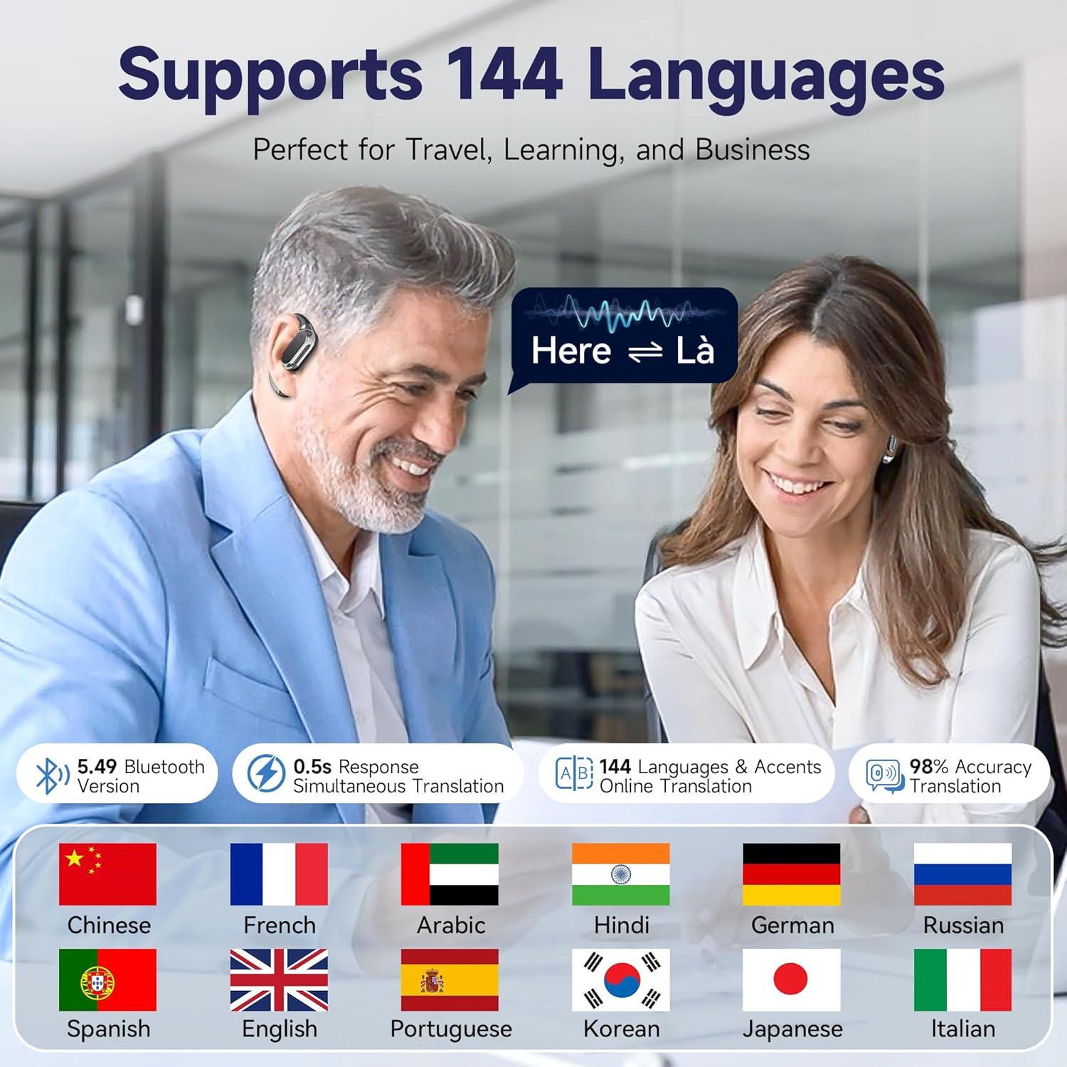 Auriculares Inalámbricos Traductores TOUSBUS Q18 144 Idiomas