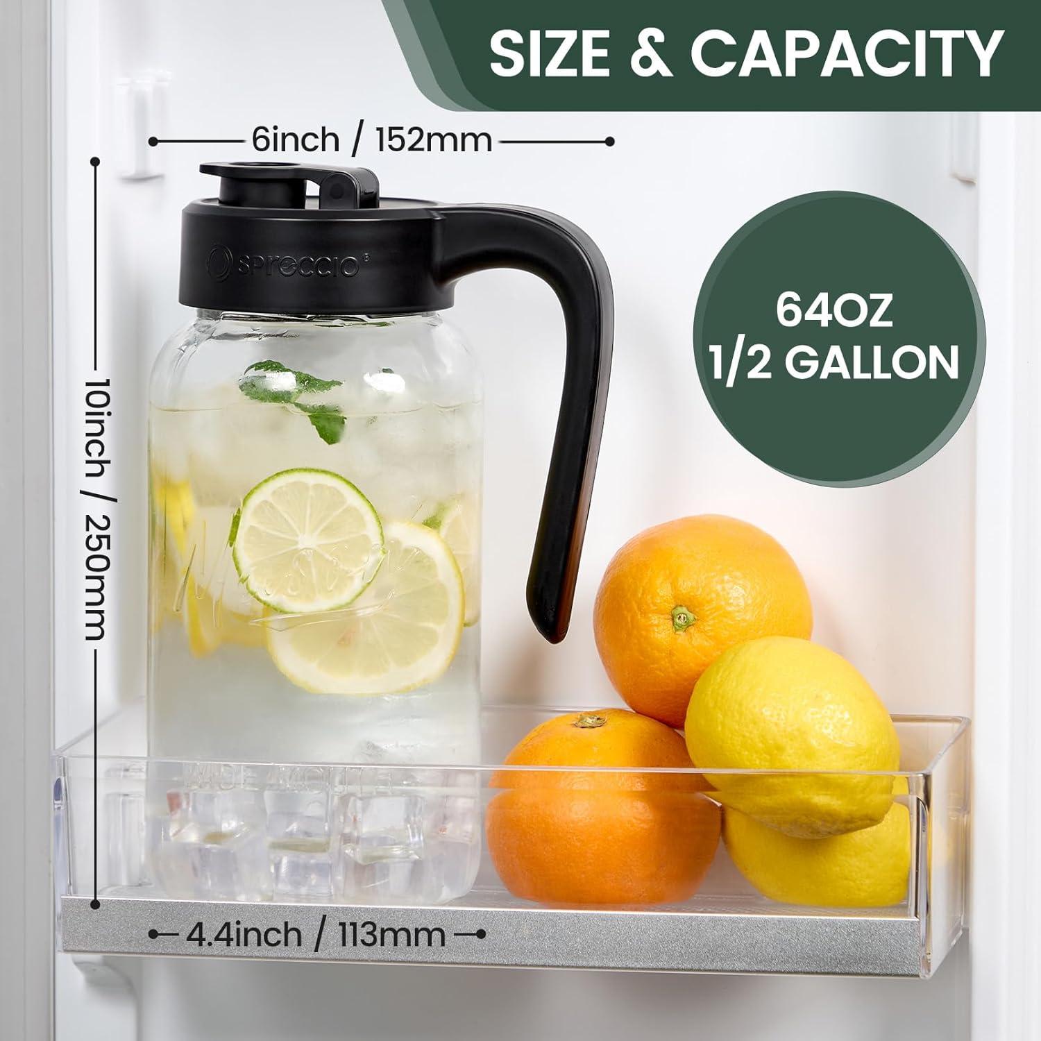 Jarra de Mason Spreccio 2 cuartos vidrio hermético negro