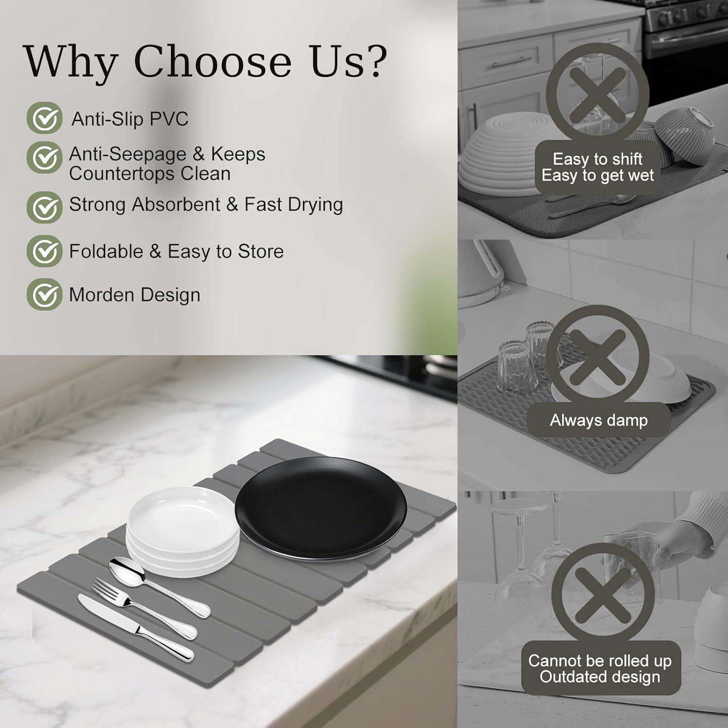 Alfombrilla de Secado de Piedra Hopegiver 60x39 cm Gris Oscuro