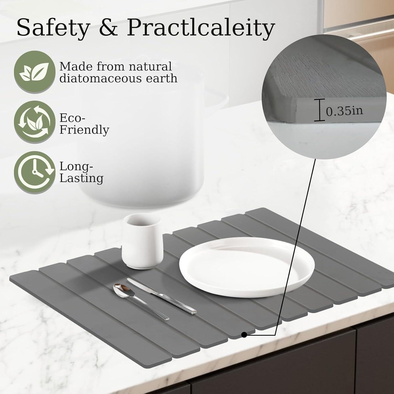 Alfombrilla de Secado de Piedra Hopegiver 60x39 cm Gris Oscuro