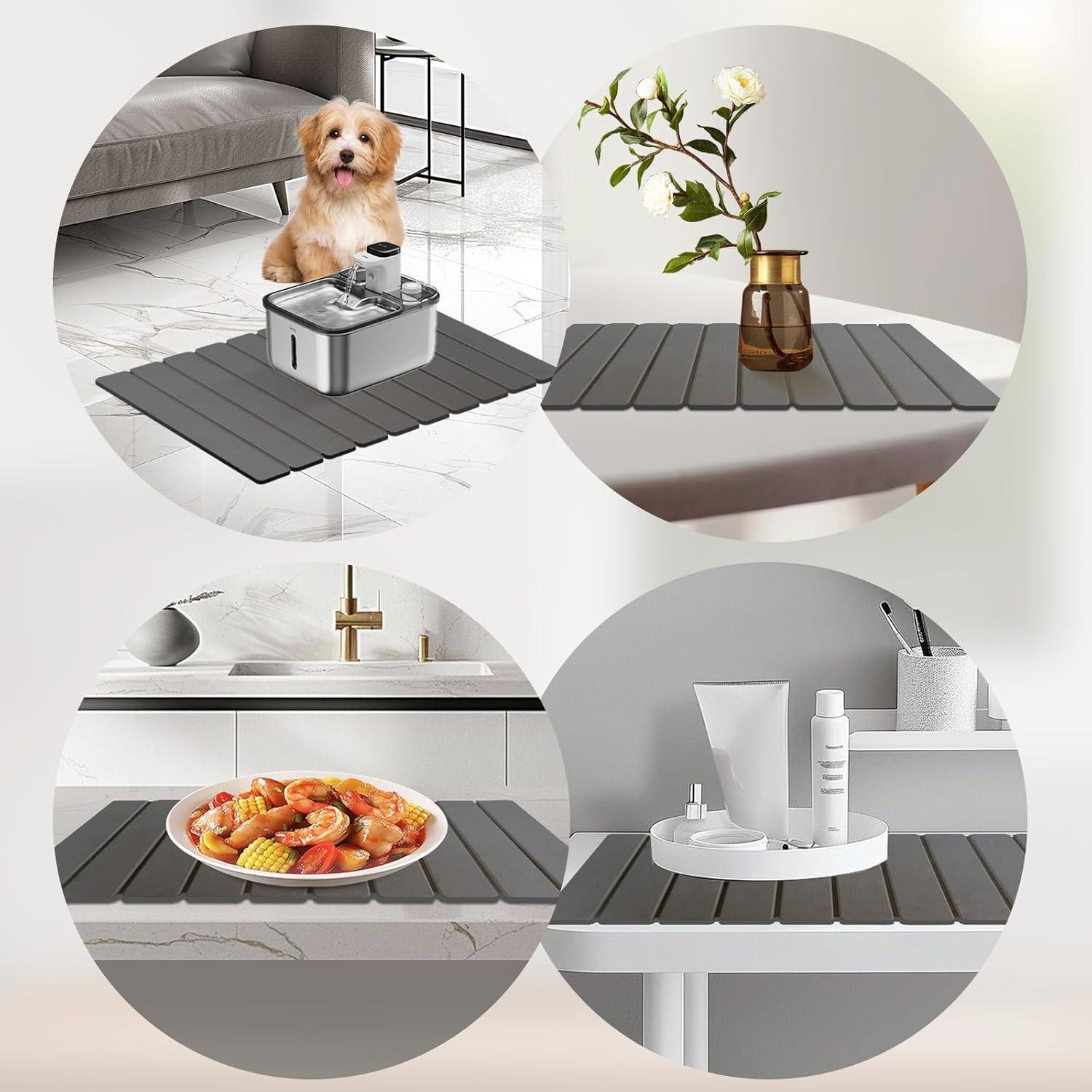 Alfombrilla de Secado de Piedra Hopegiver 60x39 cm Gris Oscuro