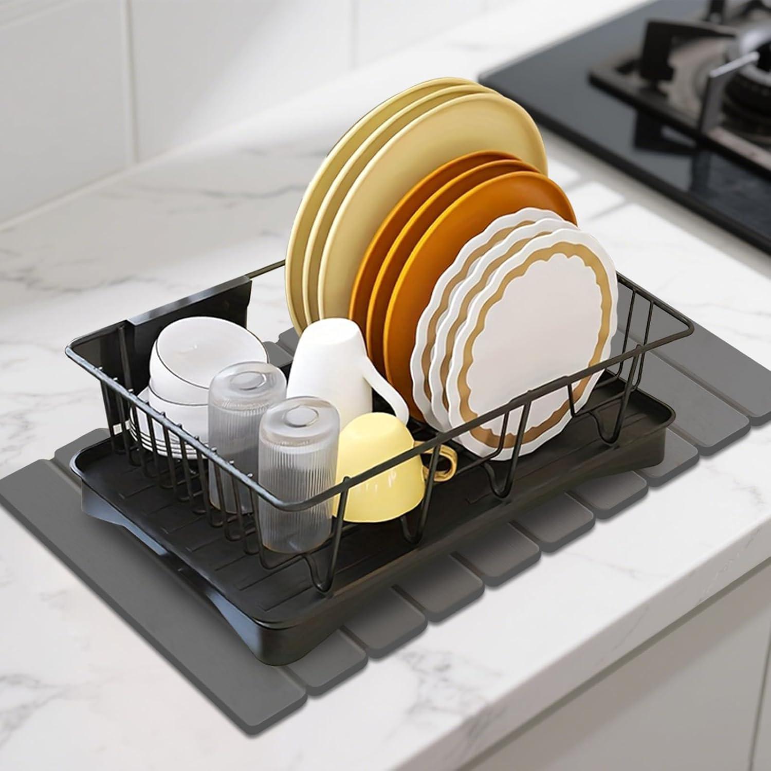 Alfombrilla de Secado de Piedra Hopegiver 60x39 cm Gris Oscuro