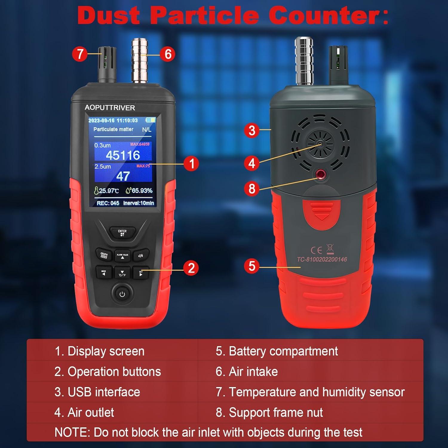 Contador de Partículas AOPUTTRIVER TC-8200 PM2.5 1000µg/m³