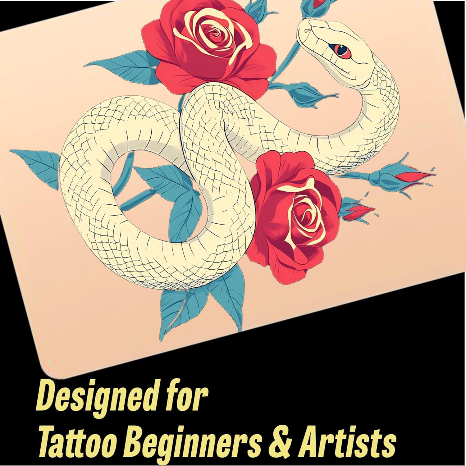 Kit de Práctica de Tatuaje Poseidon - 6 Pieles Silicona 15x20cm + 20 Papeles A4