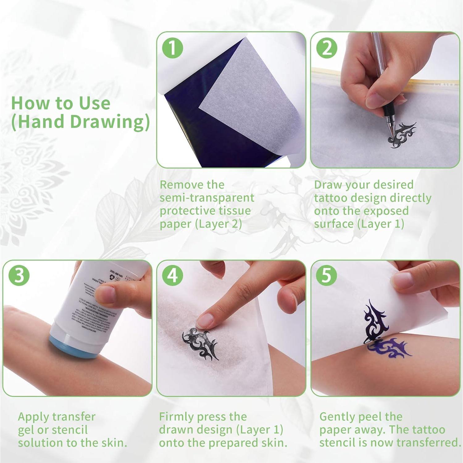 Kit de Práctica de Tatuaje Poseidon - 6 Pieles Silicona 15x20cm + 20 Papeles A4