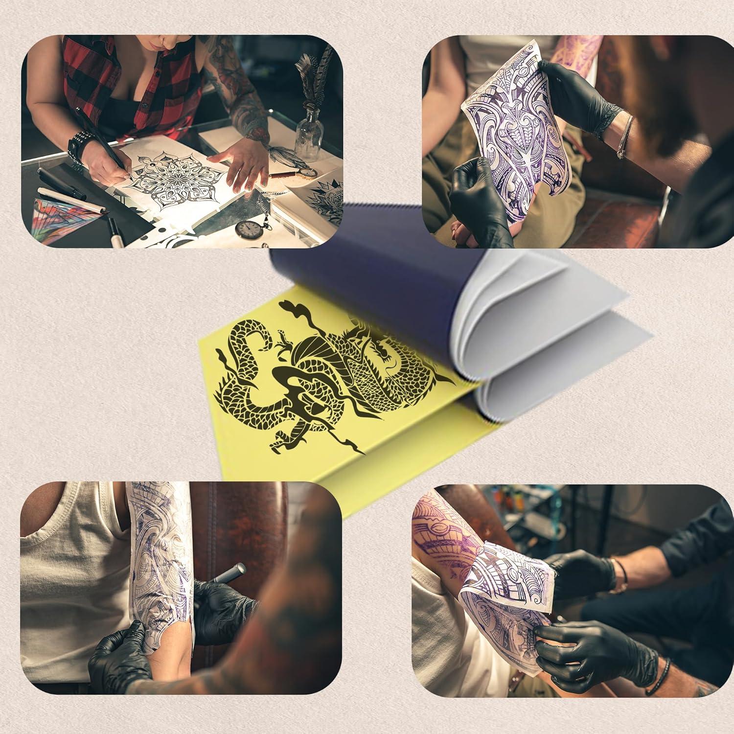 Kit de Práctica de Tatuaje Poseidon - 6 Pieles Silicona 15x20cm + 20 Papeles A4