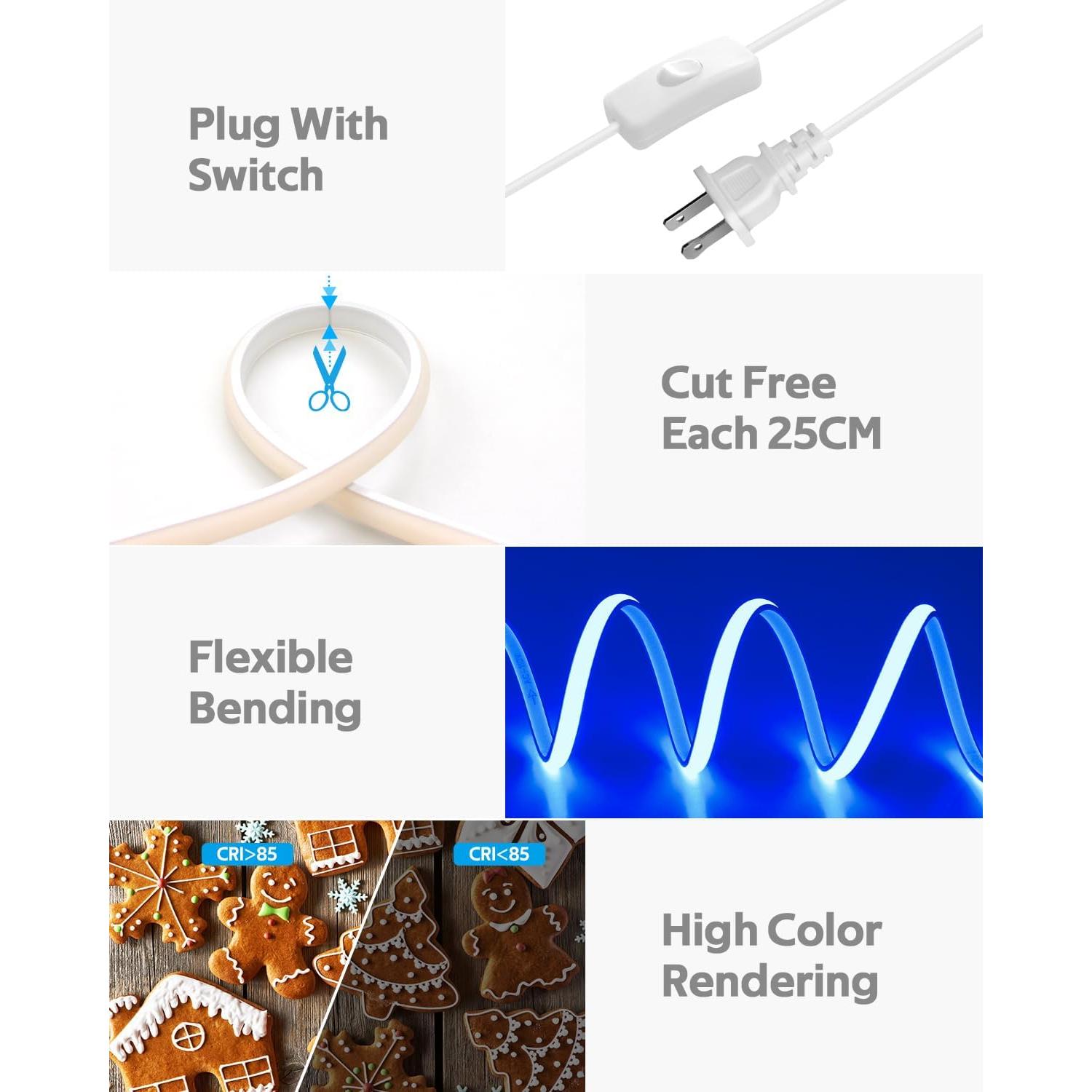 Tira de LED COB Azul 5M 288 LEDs/M IP67 para Exteriores