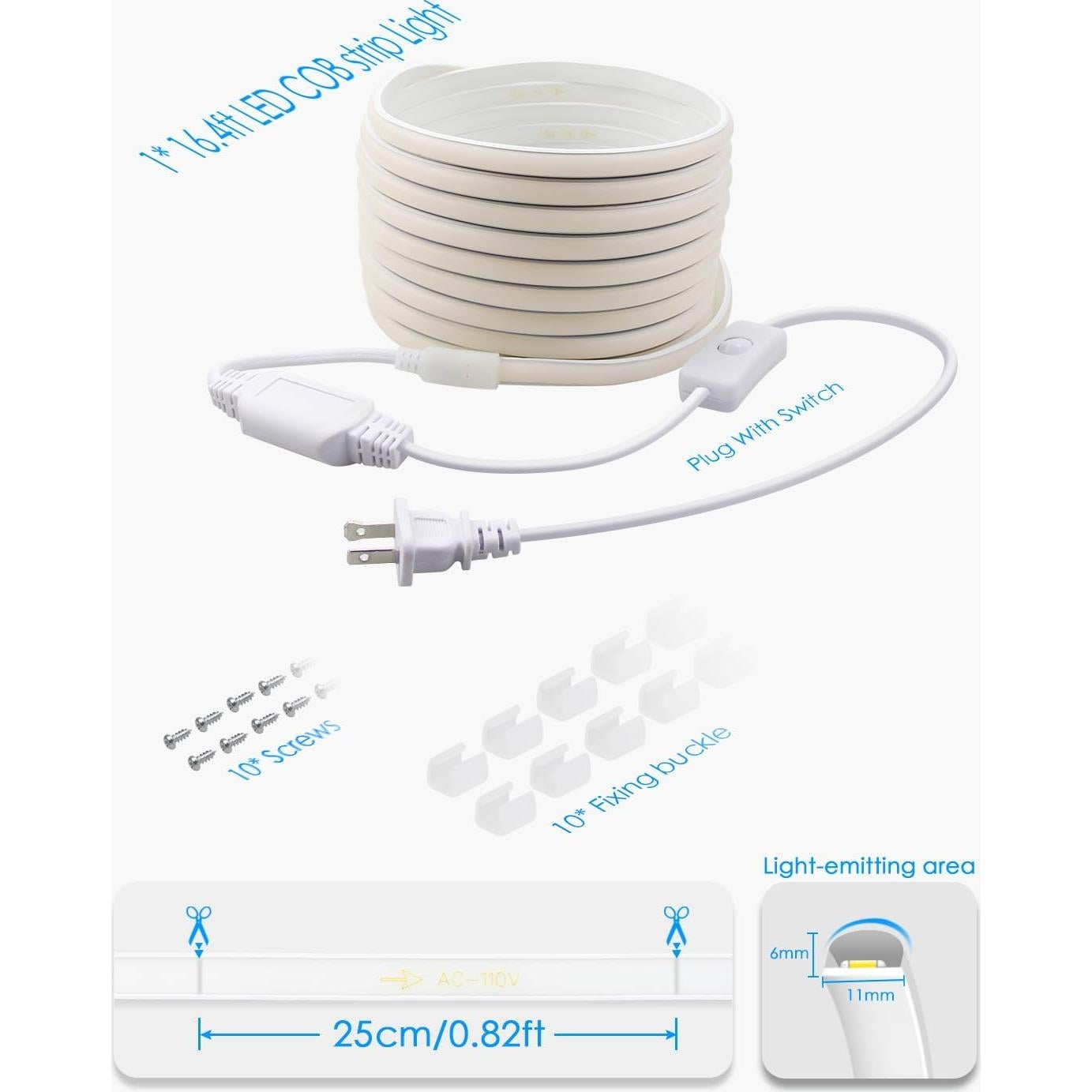 Tira de LED COB Azul 5M 288 LEDs/M IP67 para Exteriores