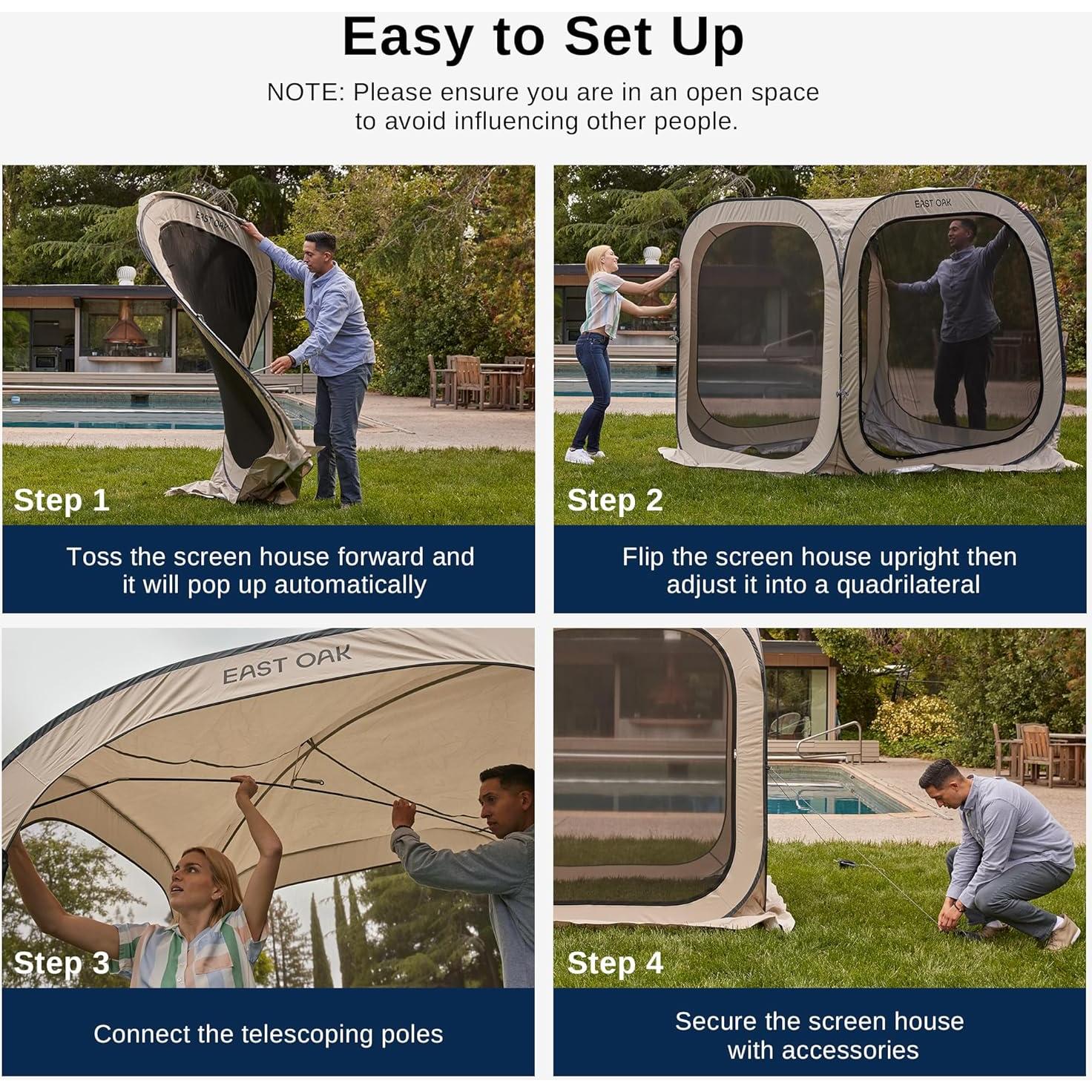 Carpa Pop-Up EAST OAK 4x4m Beige con Bolsa de Transporte