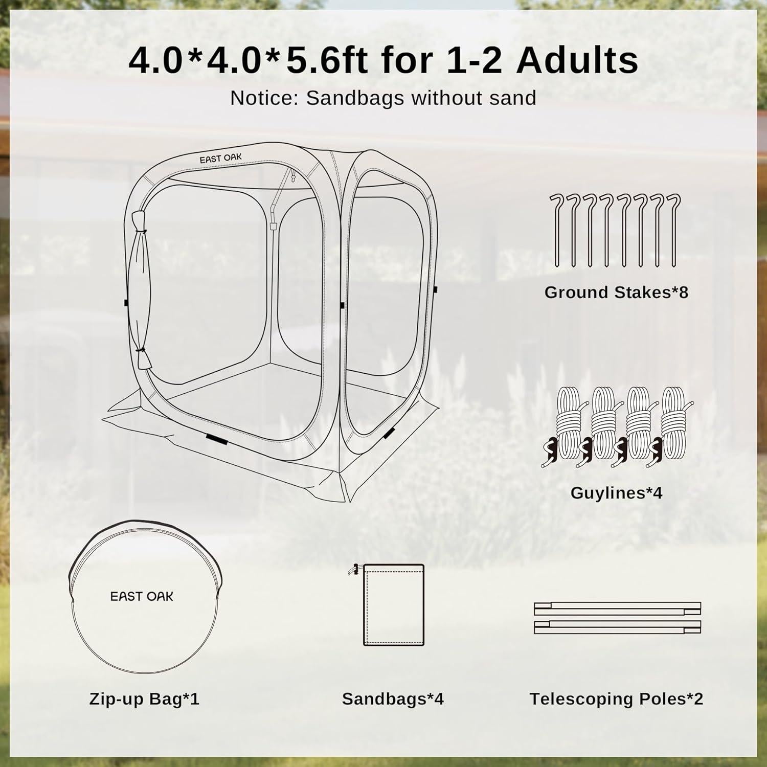 Carpa Pop-Up EAST OAK 4x4m Beige con Bolsa de Transporte