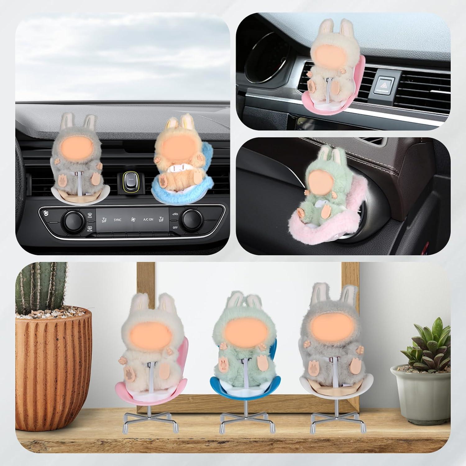 Silla de Auto para Muñecas Labubu Azul - Soporte Universal 17-56 cm