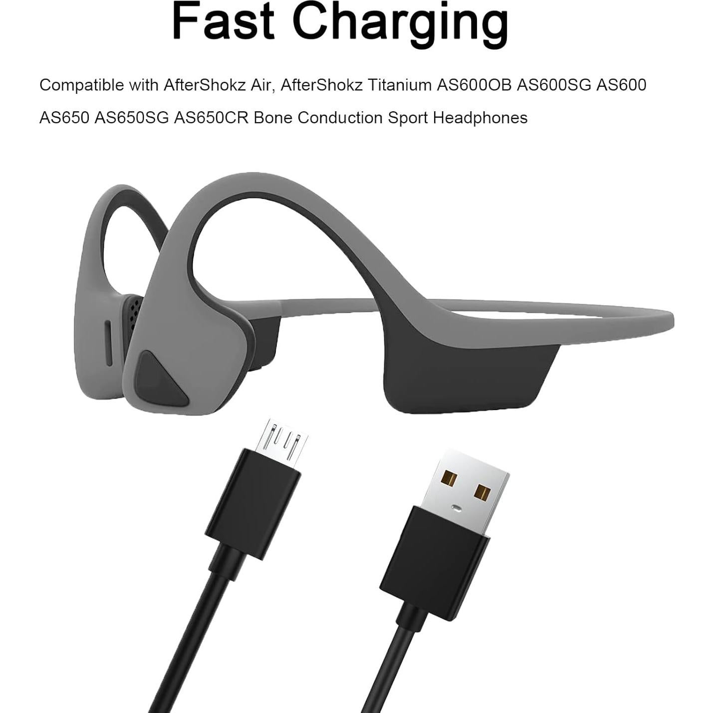 Cable Micro USB Alitutumao 80 cm Carga Rápida Auriculares AfterShokz