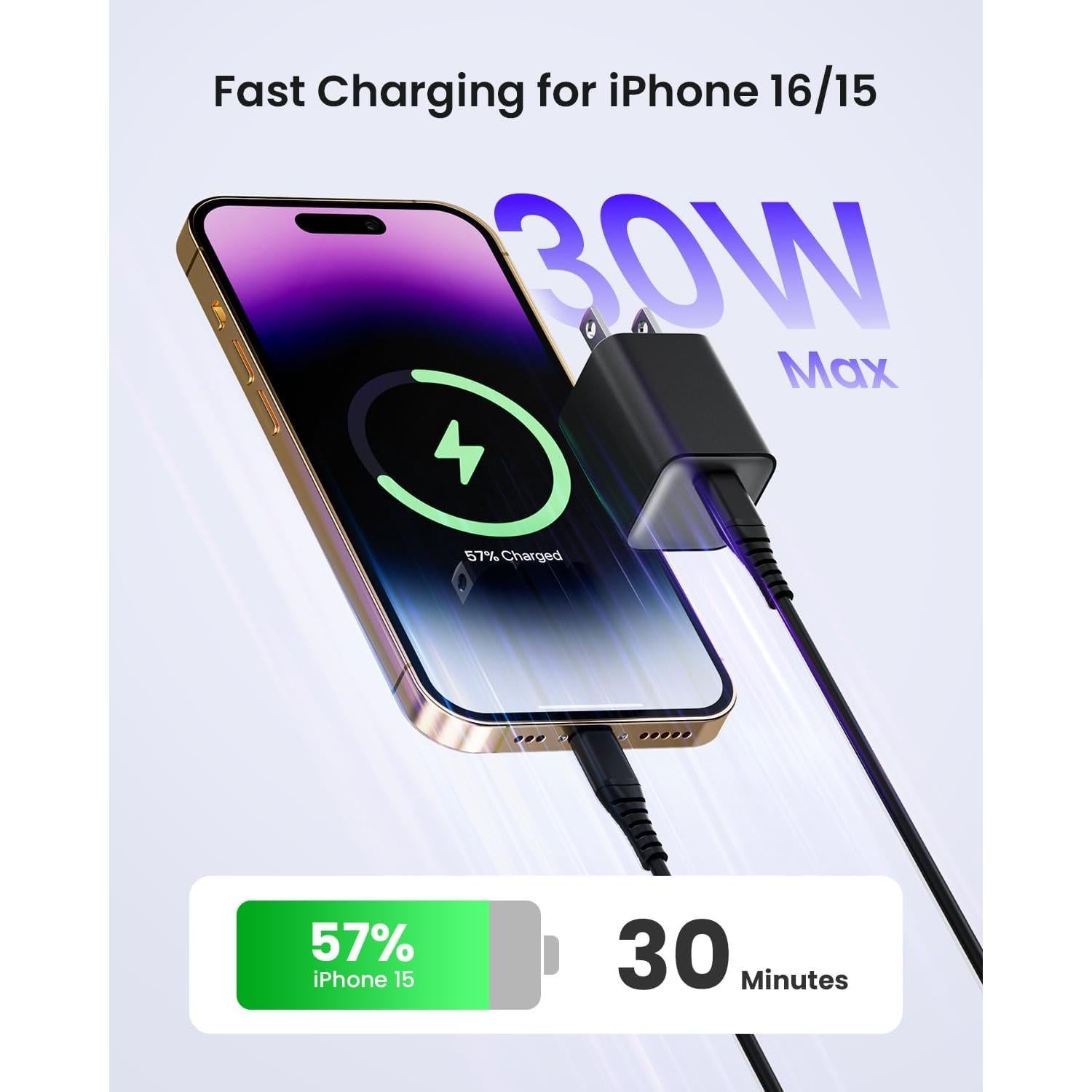 Cargador de pared 30W Wegear USB C GaN III rápido plegable