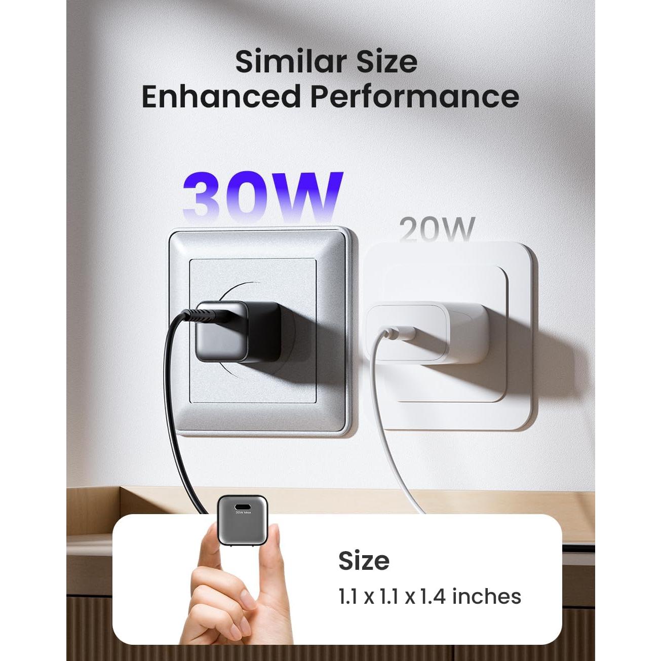 Cargador de pared 30W Wegear USB C GaN III rápido plegable