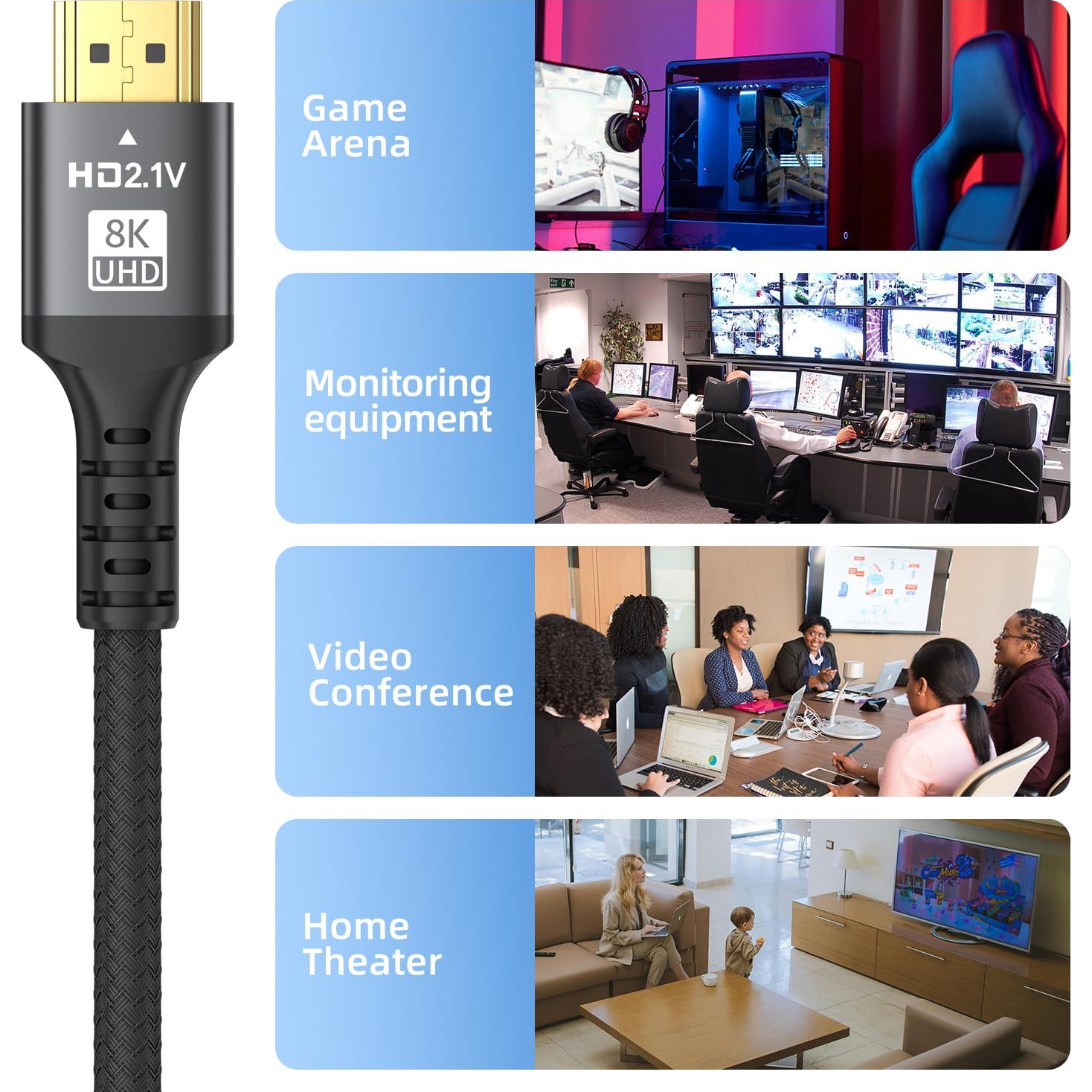 Cable HDMI 8K 2m Grofyllaa Ultra Alta Velocidad 48Gbps