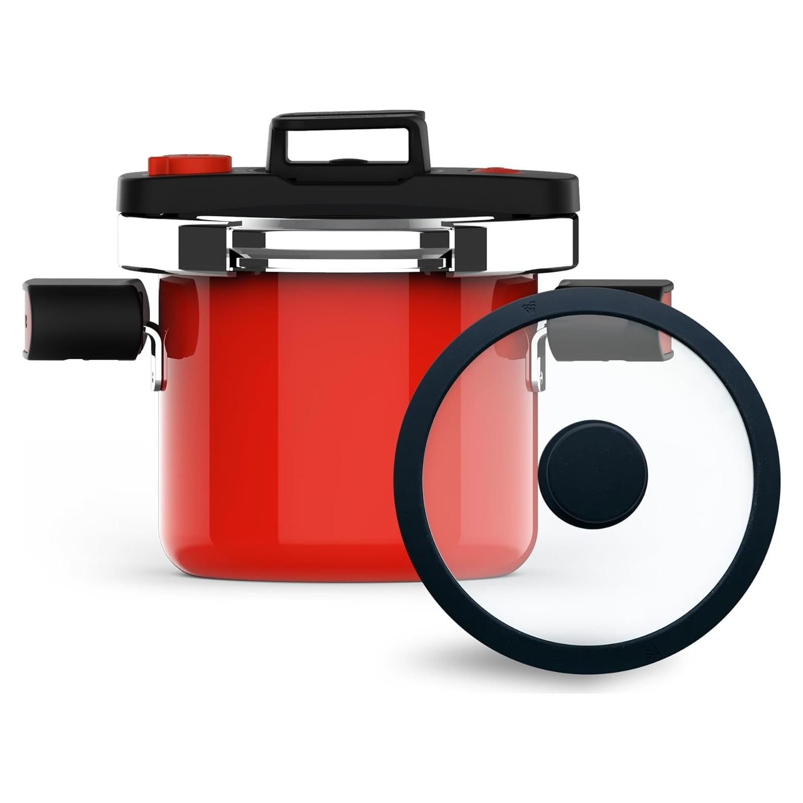 Olla a presión QINGHOU 2.5L esmalte natural roja apta lavavajillas