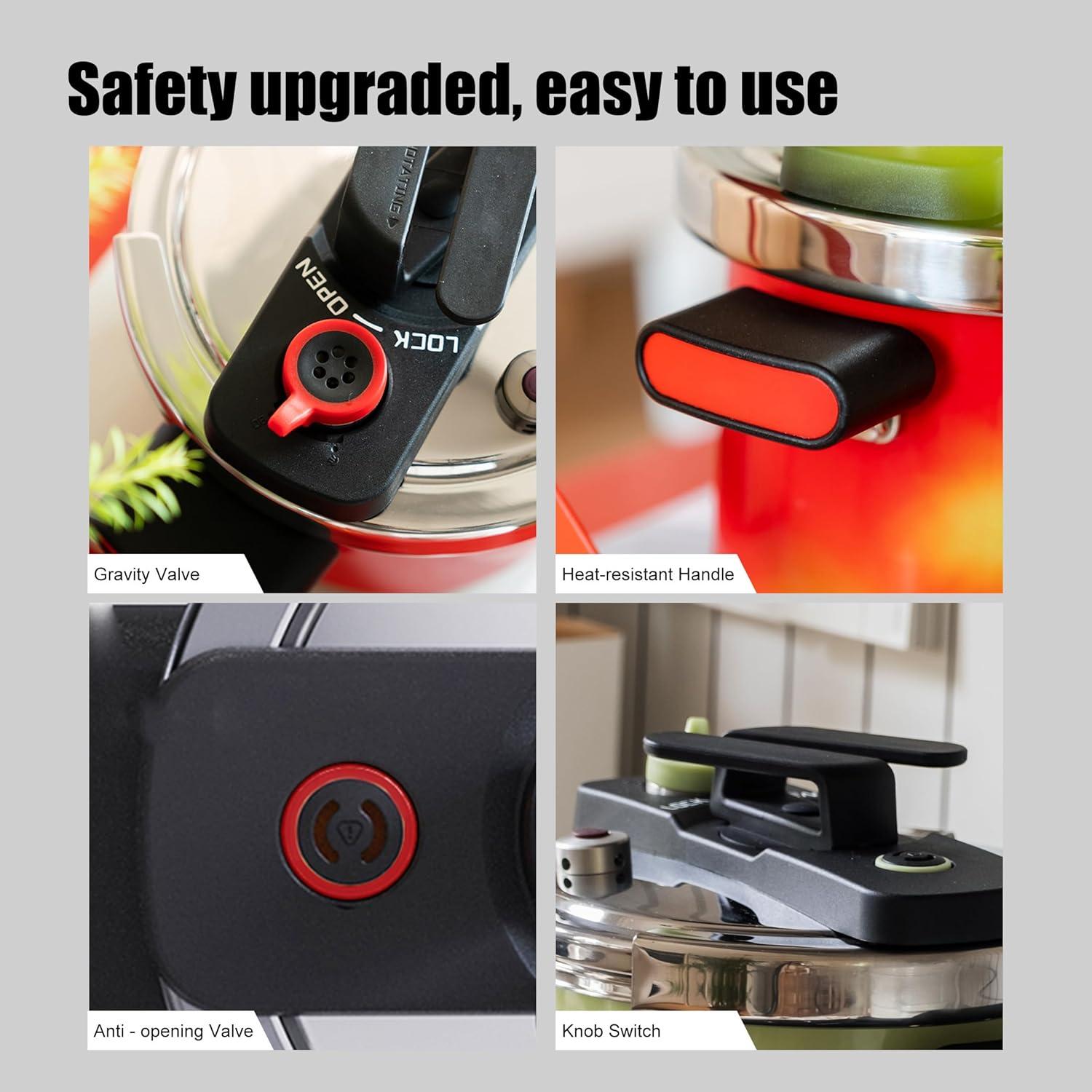 Olla a presión QINGHOU 2.5L esmalte natural roja apta lavavajillas