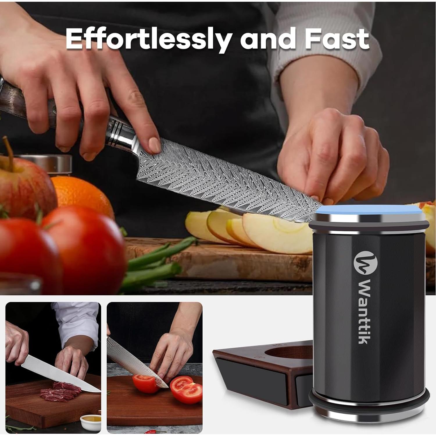 Afilador de Cuchillos Rodante WANTTIK con 4 Discos y Pulidor