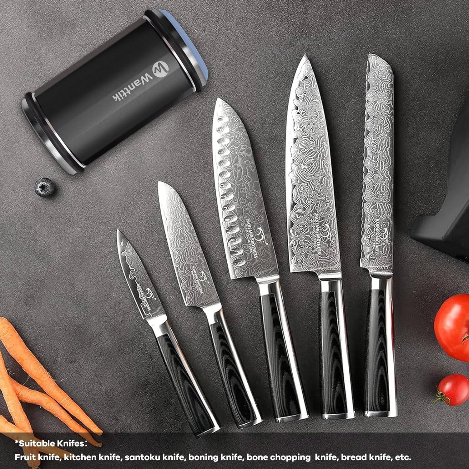 Afilador de Cuchillos Rodante WANTTIK con 4 Discos y Pulidor