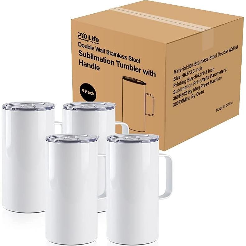 Tazas de Sublimación PYD Life 20 OZ Acero Inoxidable 4 Pack