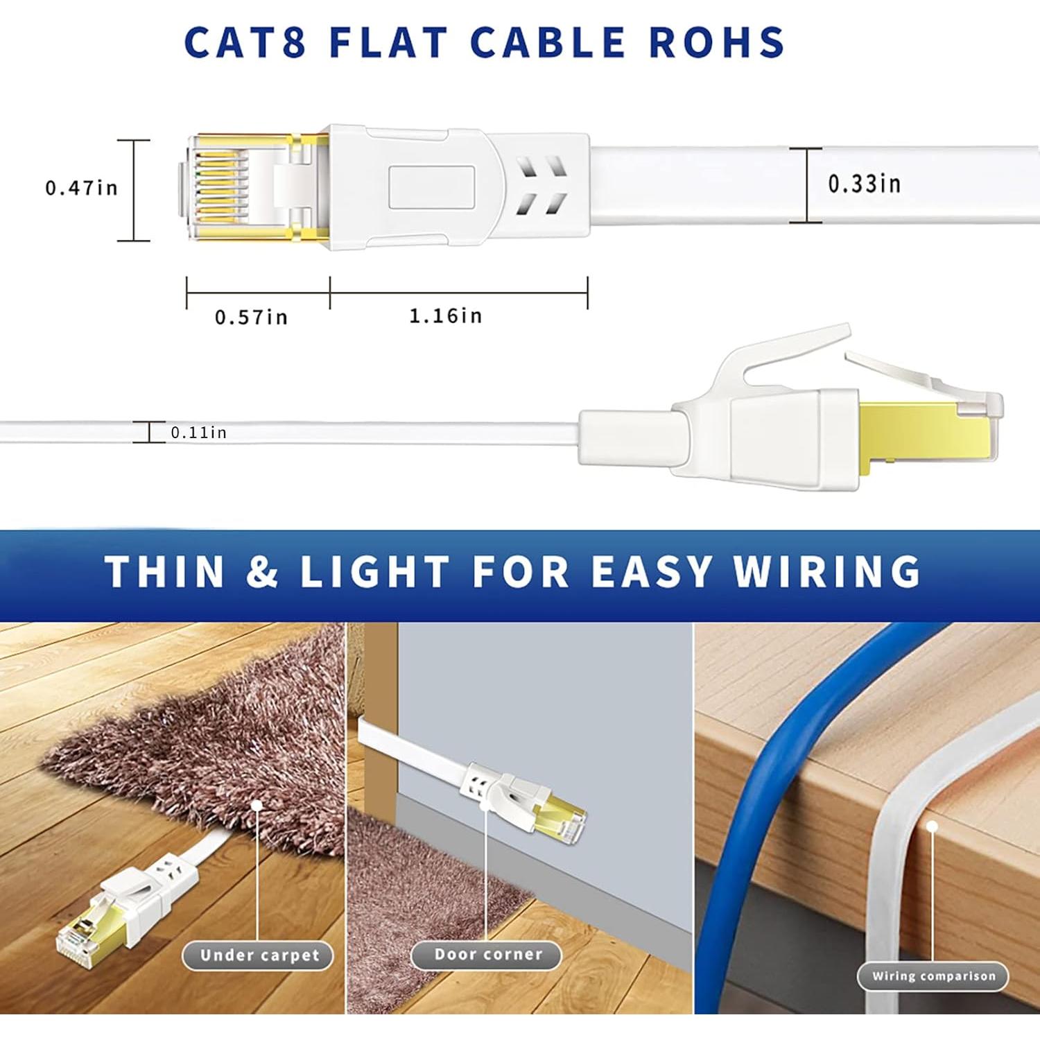 Cable Ethernet Cat 8 4.57m Qiuean Alta Velocidad SFTP Blanco