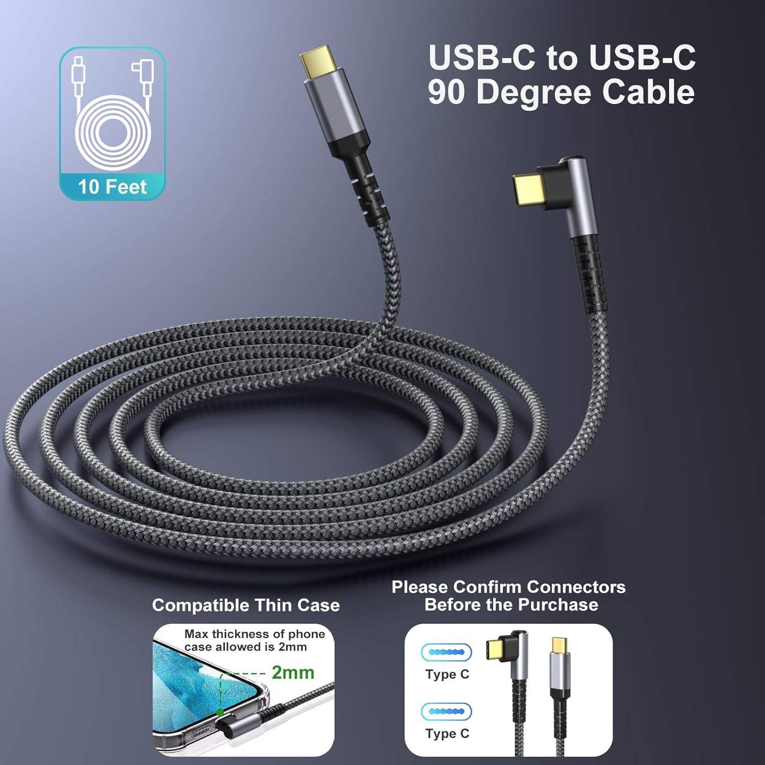 Cable USB C a USB C OKRAY 3m 60W Carga Rápida 90 Grados