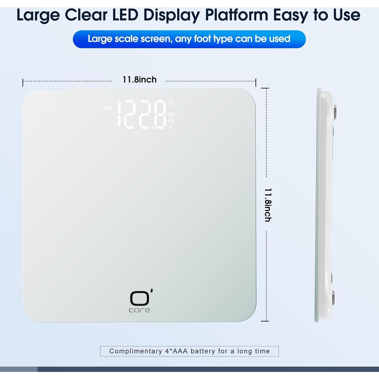 Báscula Inteligente O'CARE 200kg con Pantalla LED y APP