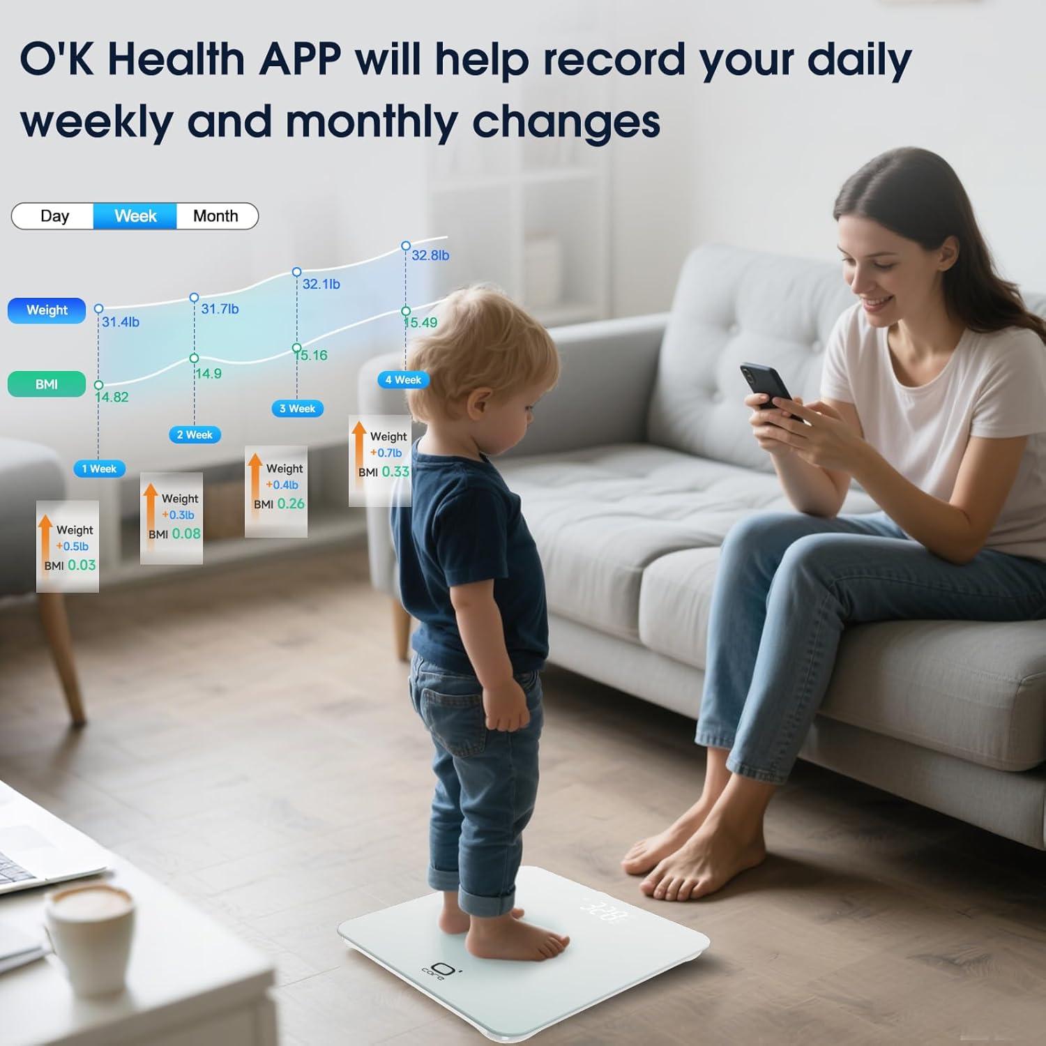 Báscula Inteligente O'CARE 200kg con Pantalla LED y APP