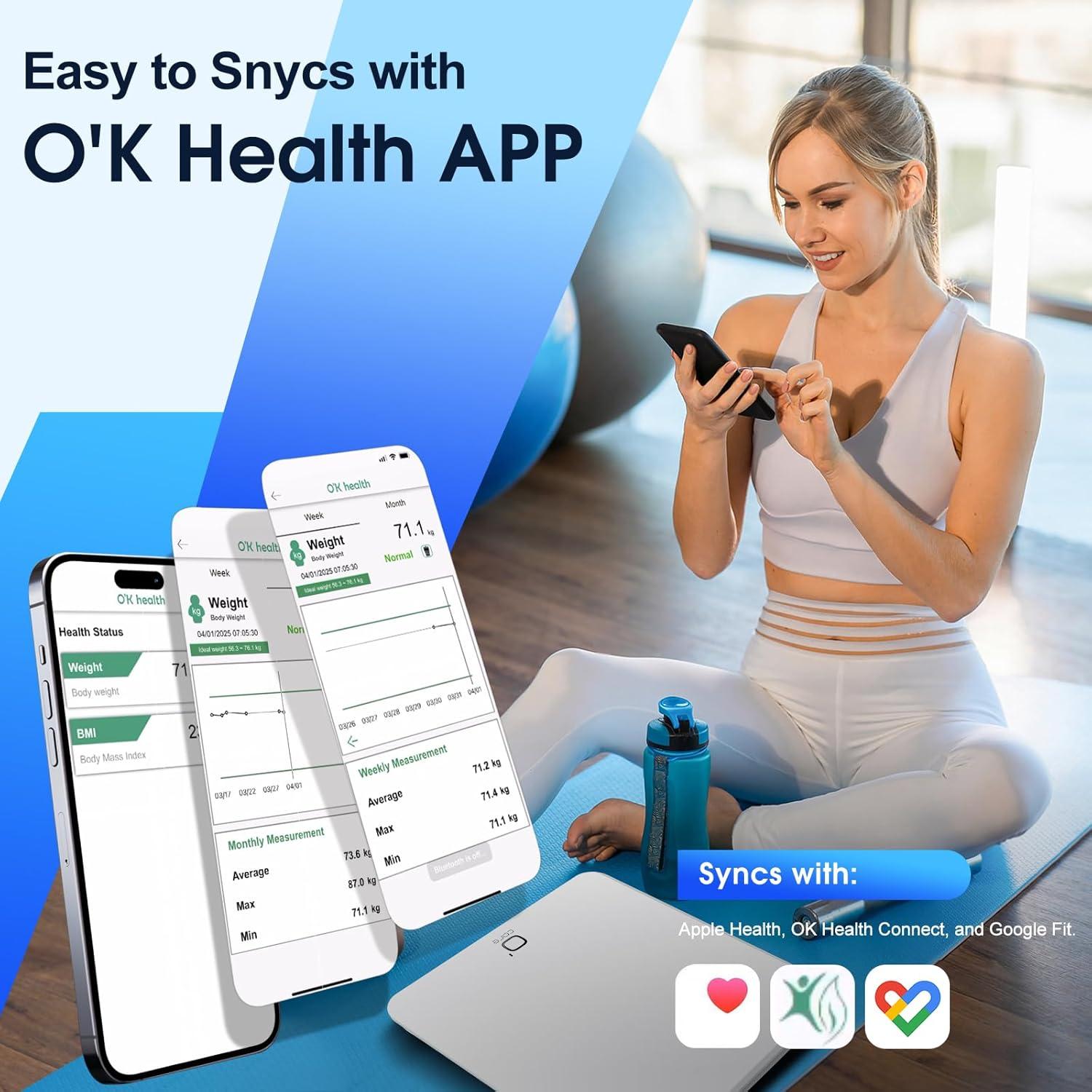 Báscula Inteligente O'CARE 200kg con Pantalla LED y APP