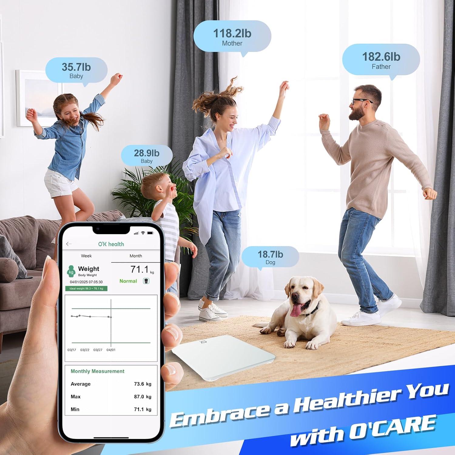 Báscula Inteligente O'CARE 200kg con Pantalla LED y APP