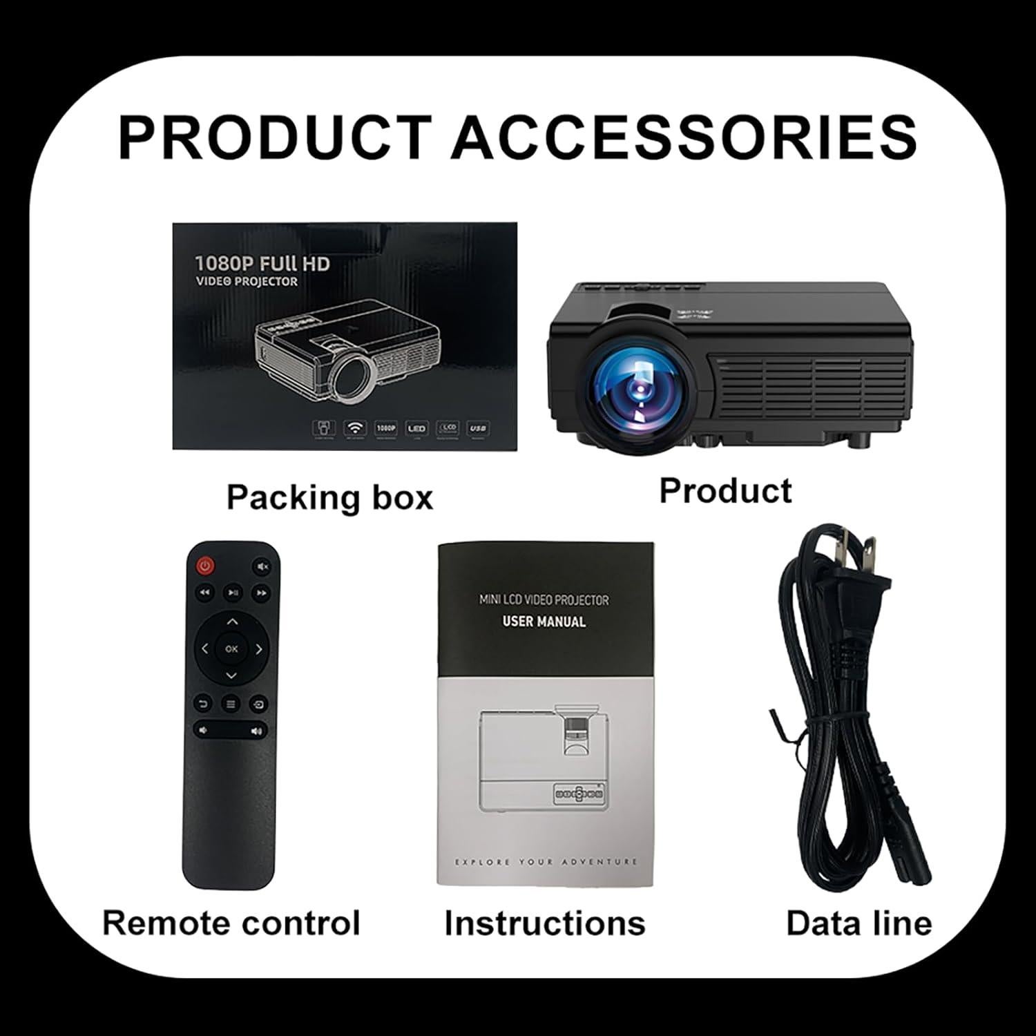 Proyector Mini JPHPL Q5 Full HD 1080P Bluetooth WIFI Negro