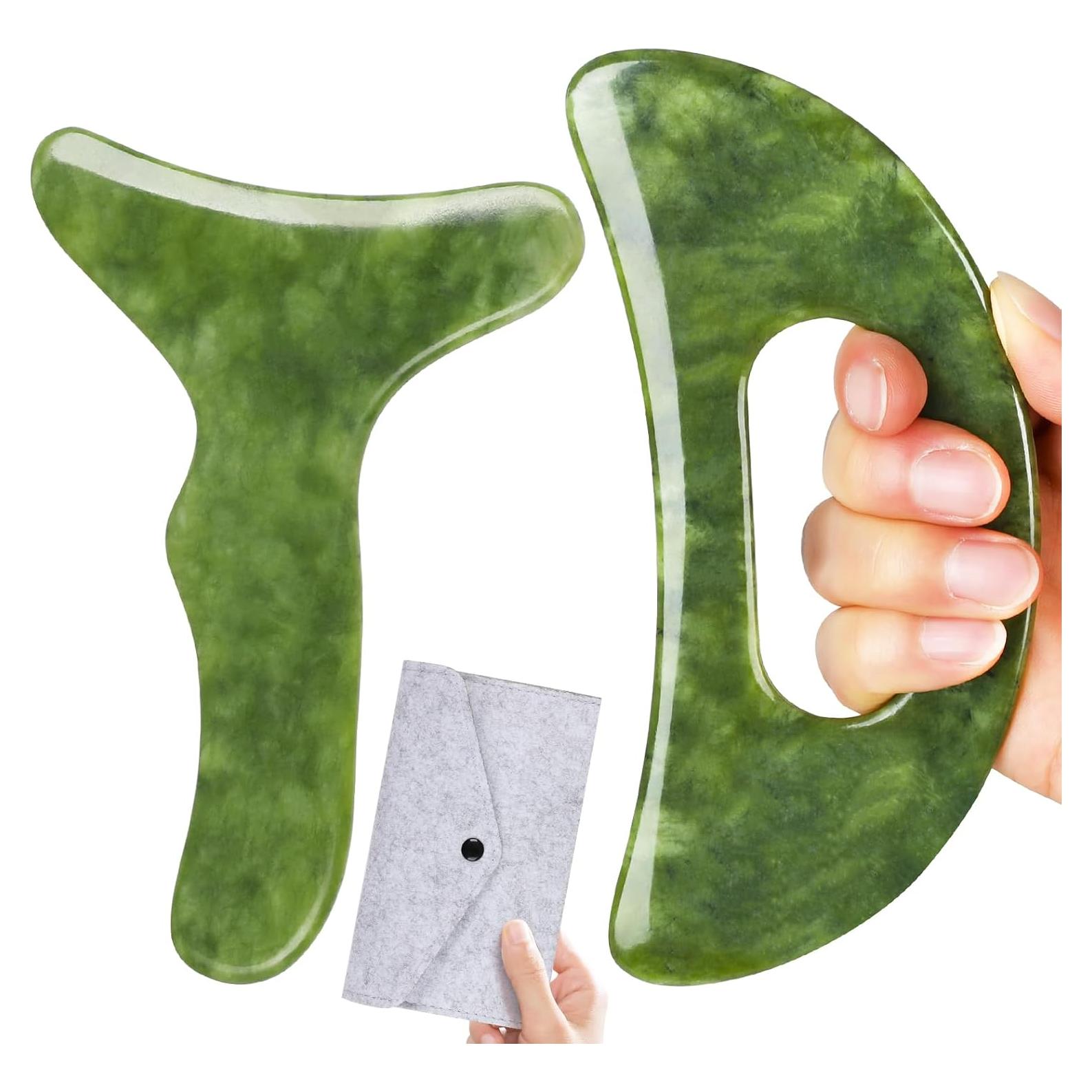 Set Grande de Gua Sha de Jade Mierbai - Masaje Anticelulitis