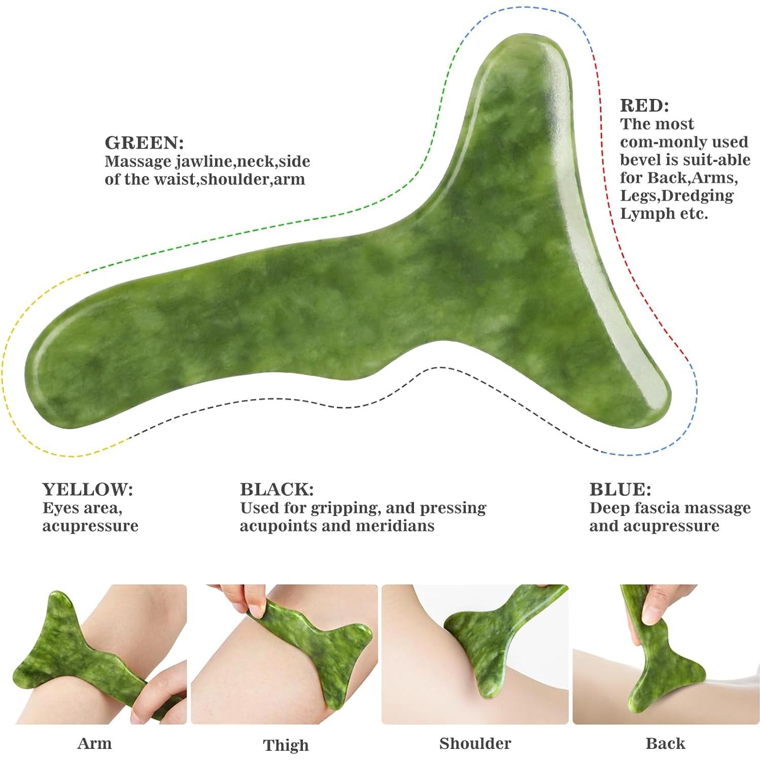 Set Grande de Gua Sha de Jade Mierbai - Masaje Anticelulitis